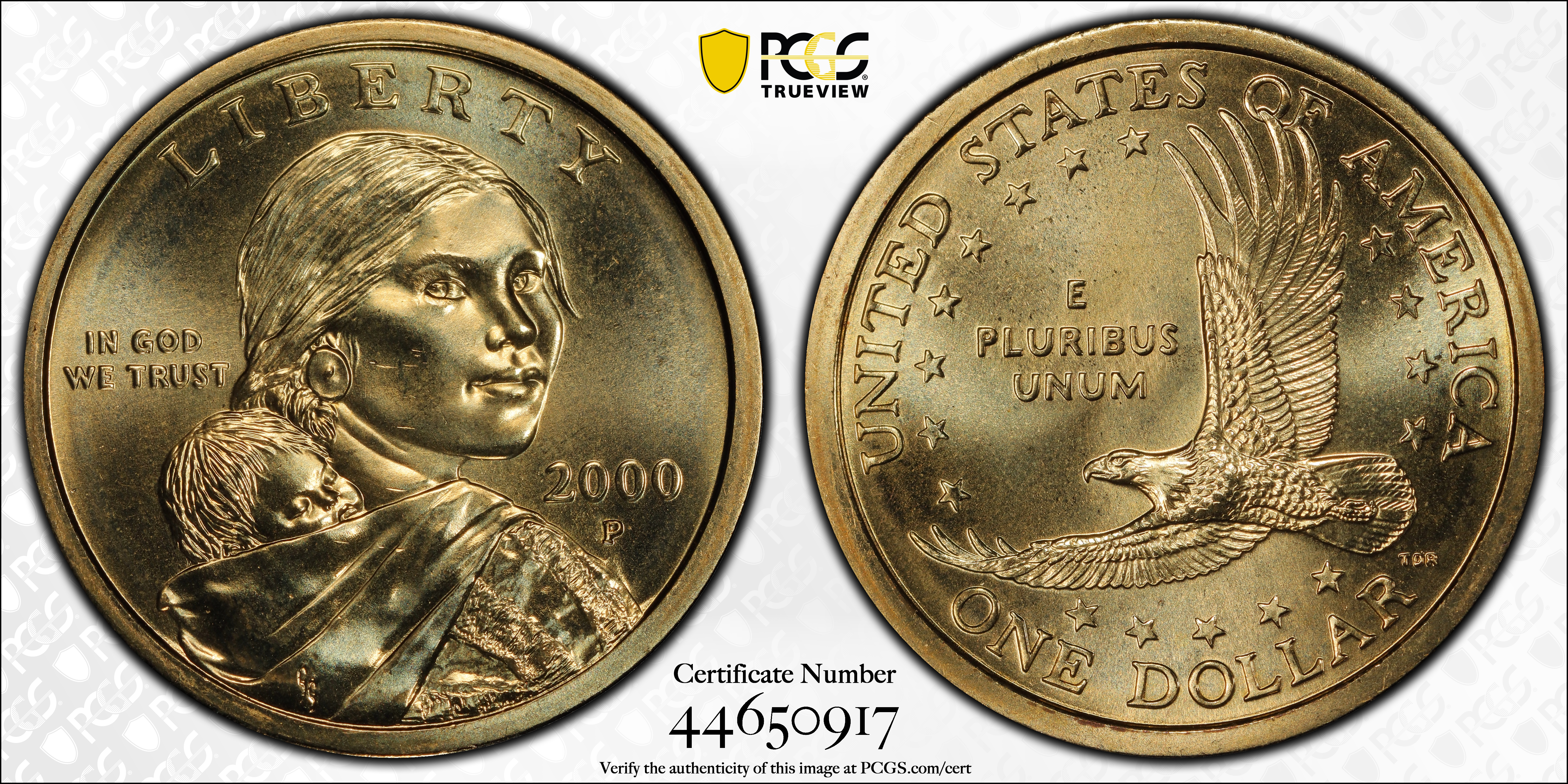 image for: 2000-P Sacagawea "Cheerios" Dollar. FS-902. Boldly Detailed Tail Feathers. MS-66 (PCGS).