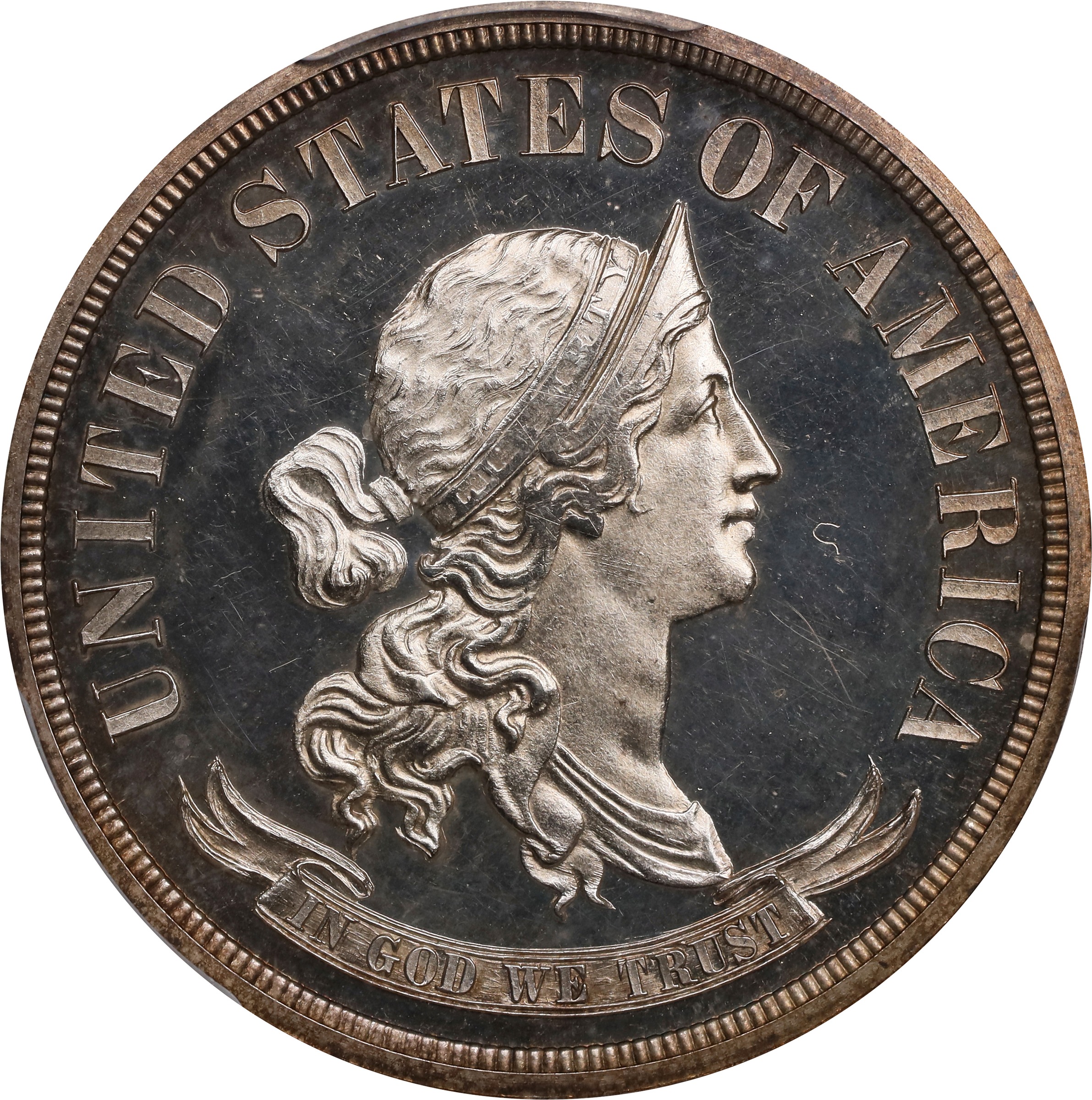 image for: 1870 Pattern Half Dollar. Judd-952, Pollock-1095. Rarity-7-. Silver. Plain Edge. Proof-64 Cameo (PCGS).