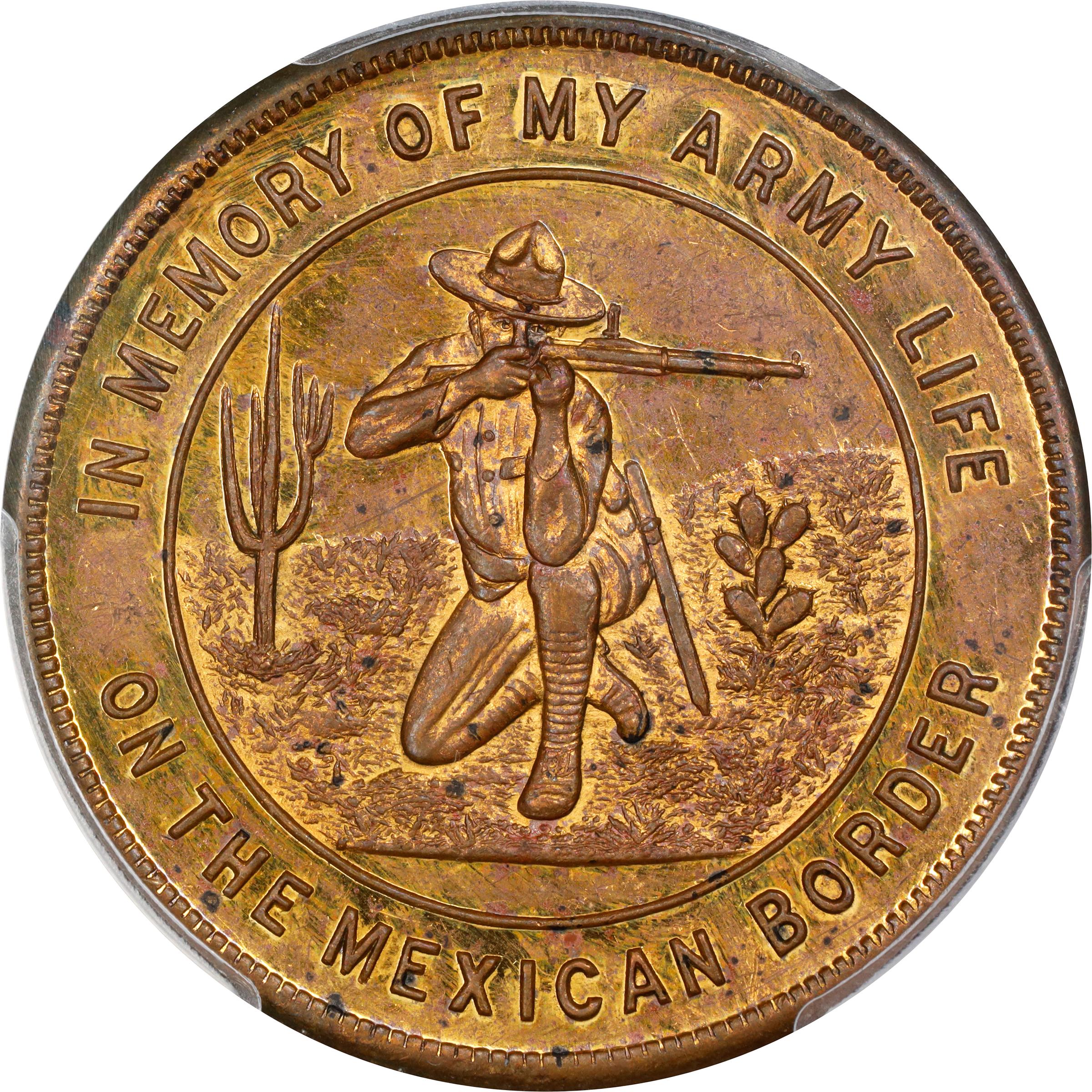 image for: Undated (ca. 1917) Mexican Border Service Medal. cf. HK-893. Brass. MS-62 (PCGS).