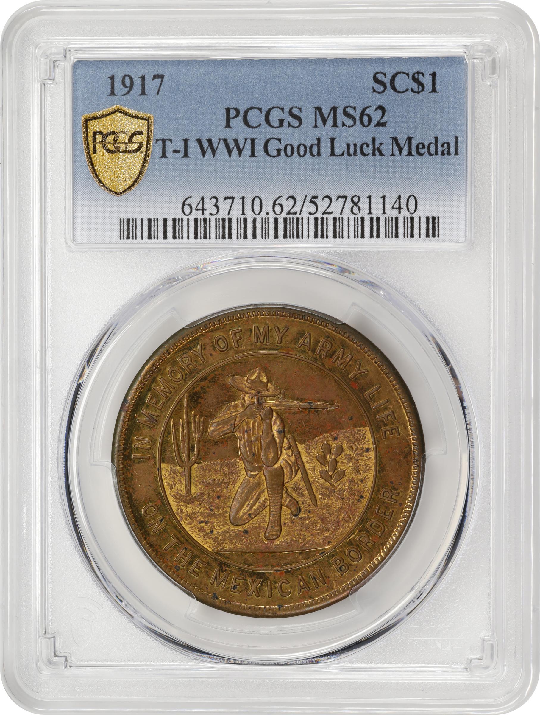 image for: Undated (ca. 1917) Mexican Border Service Medal. cf. HK-893. Brass. MS-62 (PCGS).