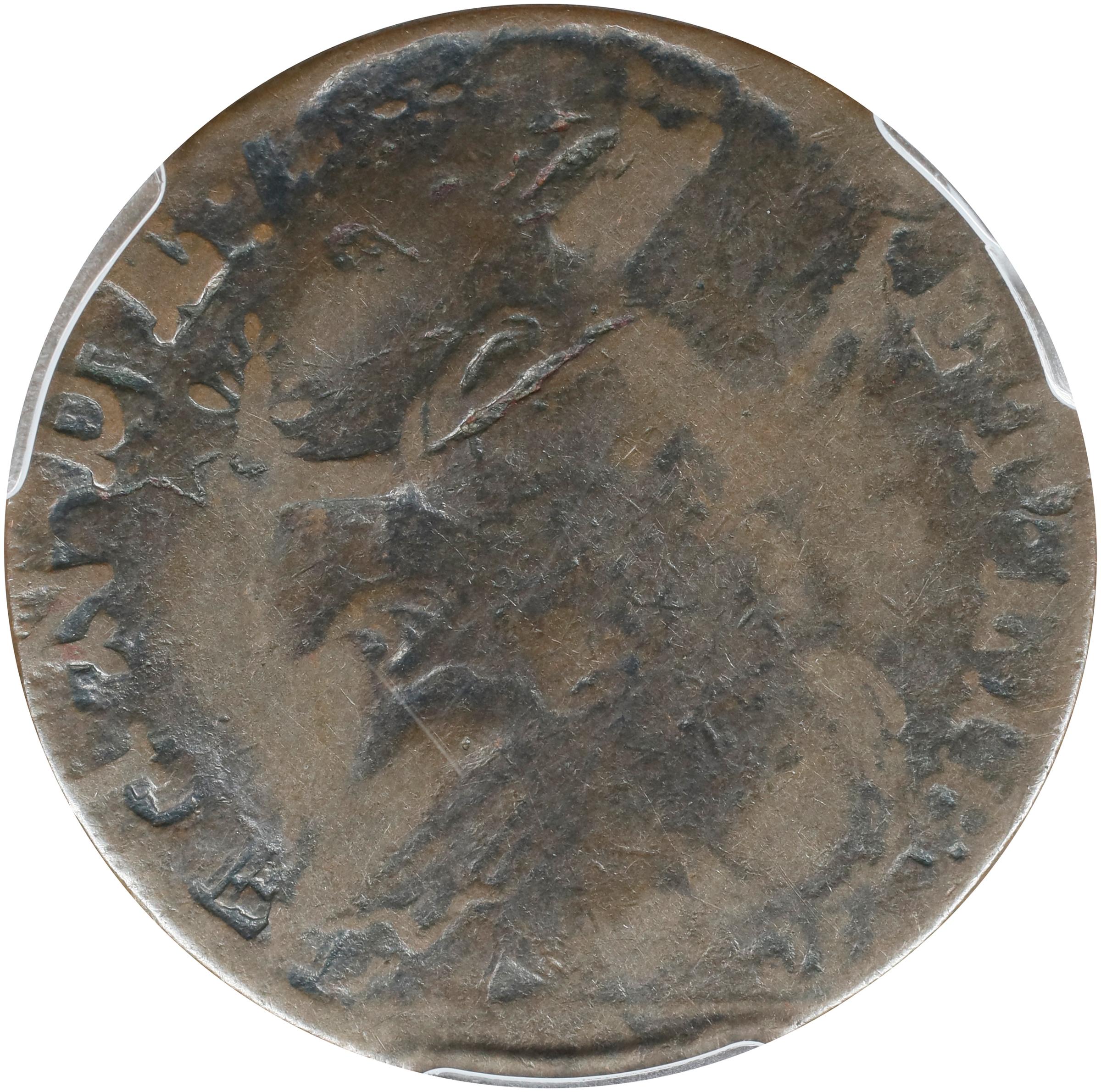 image for: 1786 Connecticut Copper. Miller 5.3-N, W-2575. Rarity-2. Mailed Bust Left, Hercules Head. VG-8 (PCGS).