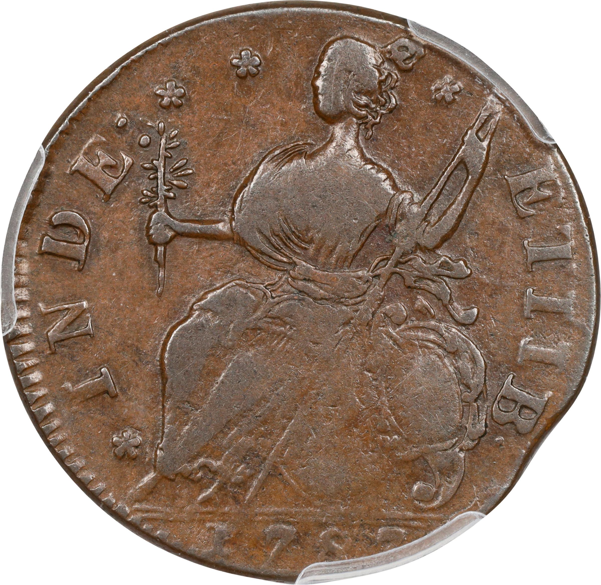 image for: 1787 Connecticut Copper. Miller 41-ii, W-4235. Rarity-4. Draped Bust Left, AUCTOPI / ETIIB. EF-40 (PCGS).