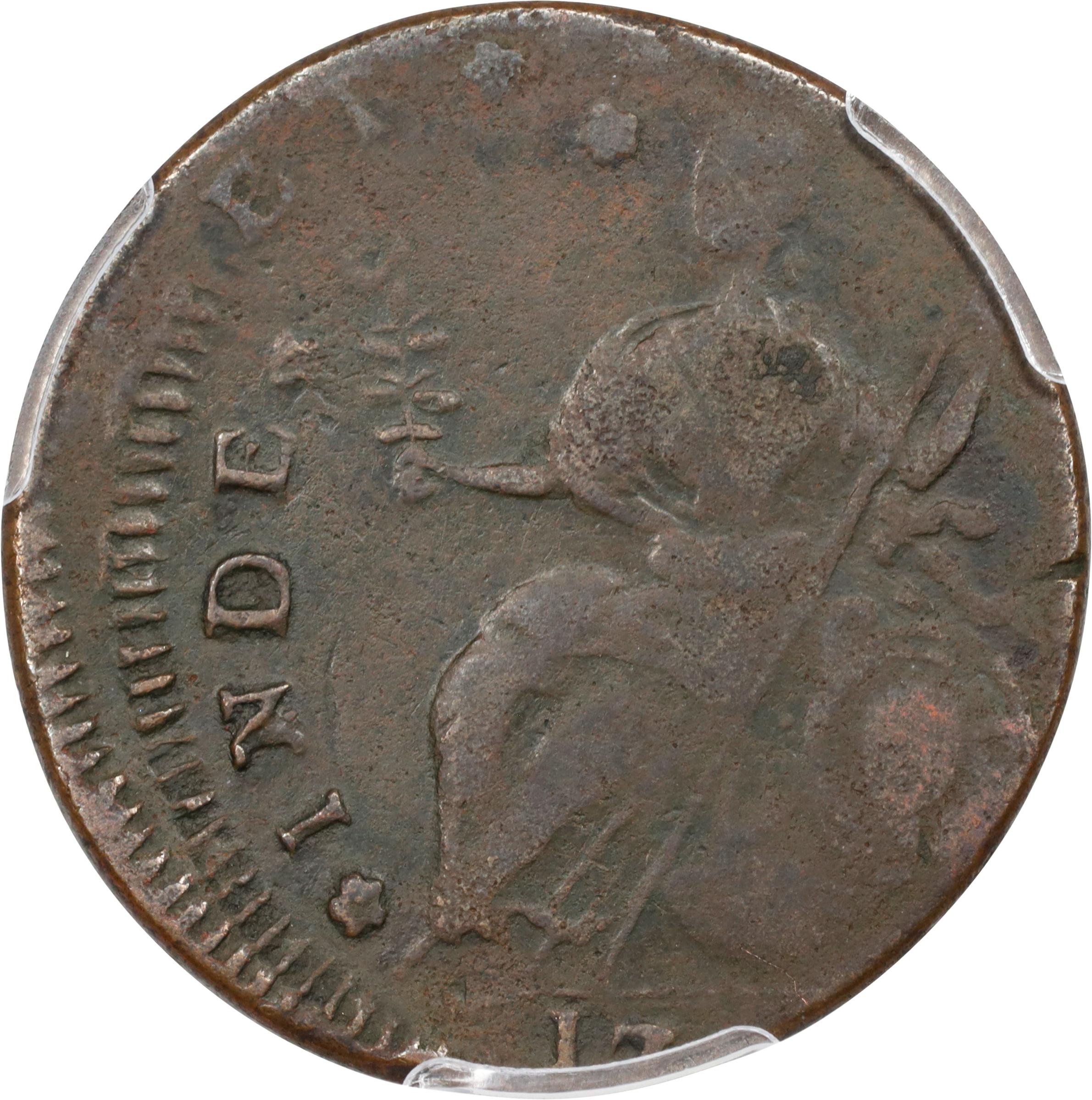 image for: 1788 Connecticut Copper. Miller 14.2-A.2, W-4580. Rarity-5. Draped Bust Left. Double Struck. VF-20 (PCGS).