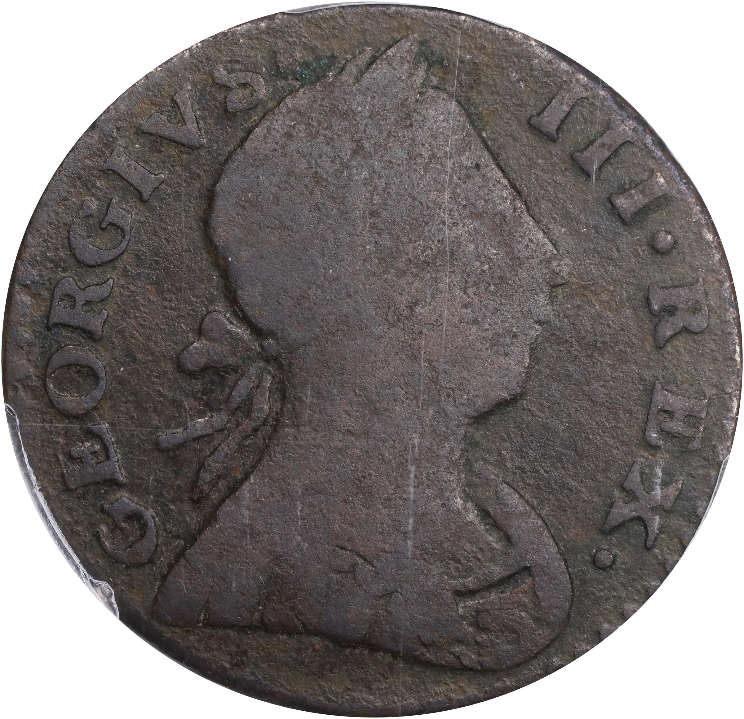 image for: 1776 Machin's Mills Halfpenny. Vlack 6-76A, W-7790. Rarity-4. GEORGIVS III, Group I, Large Date. VG-8 (PCGS).