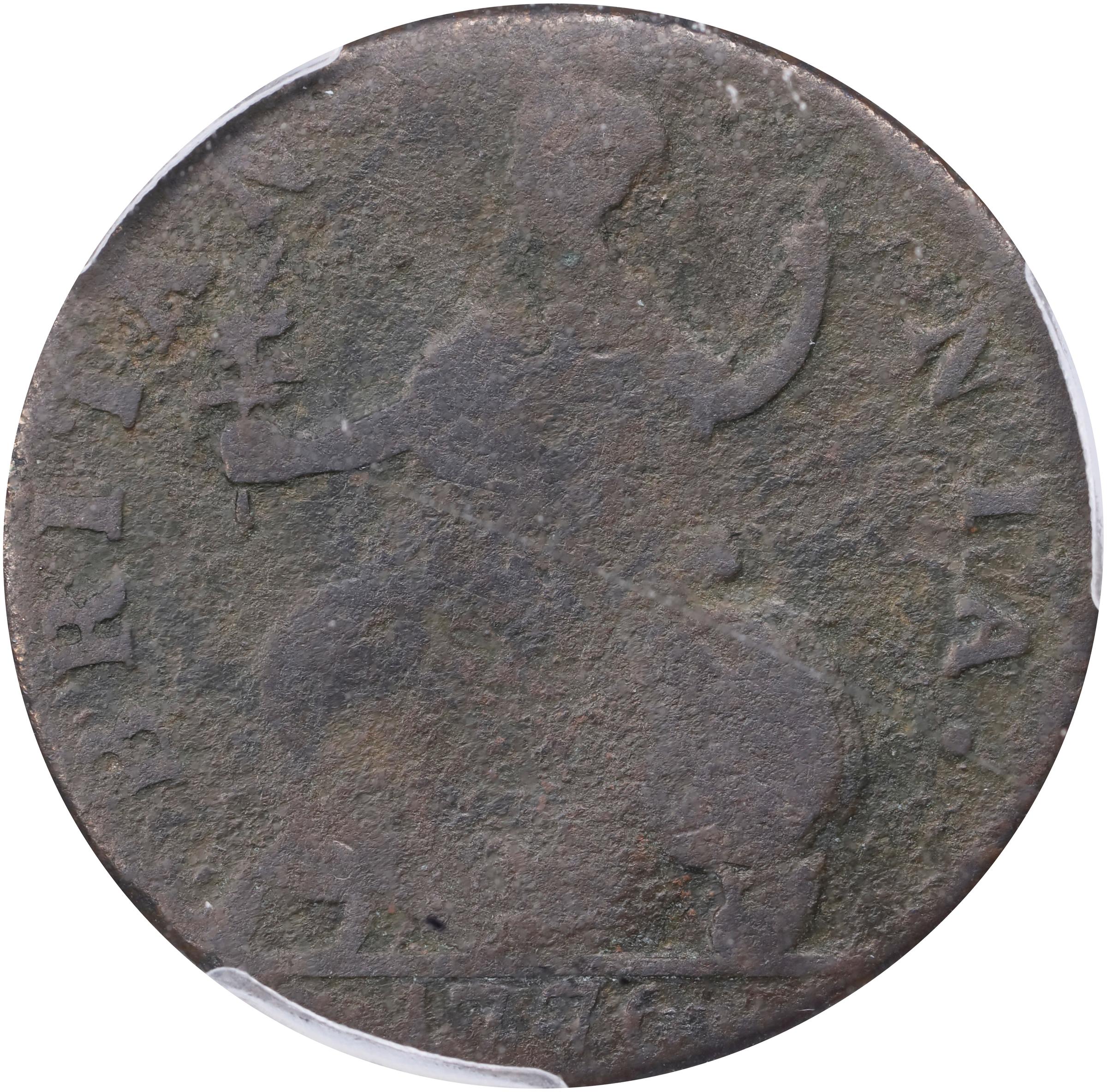 image for: 1776 Machin's Mills Halfpenny. Vlack 6-76A, W-7790. Rarity-4. GEORGIVS III, Group I, Large Date. VG-8 (PCGS).