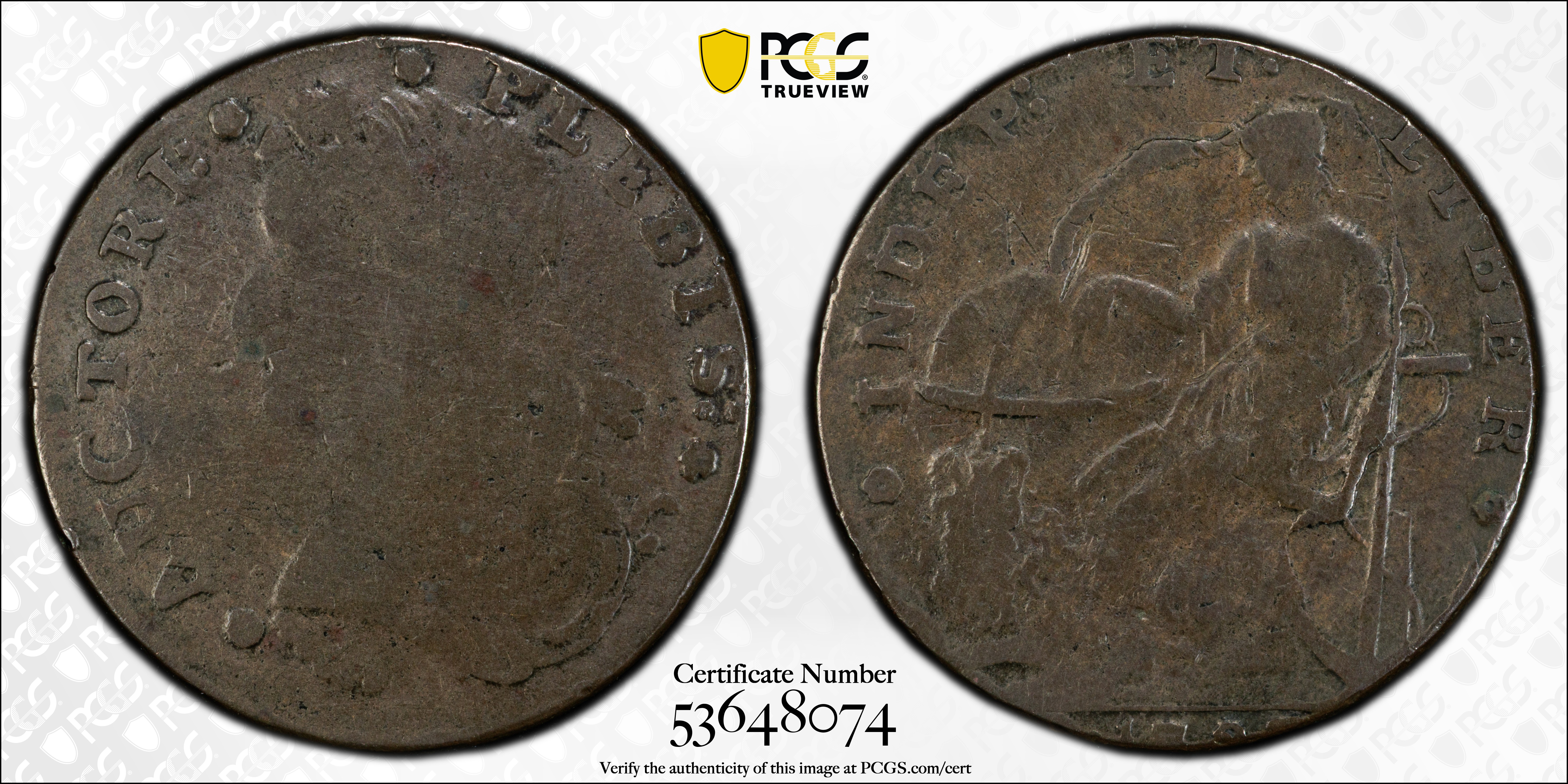 image for: 1787 Auctori Plebis Token. W-8770. Rarity-3. Fine-12 (PCGS).