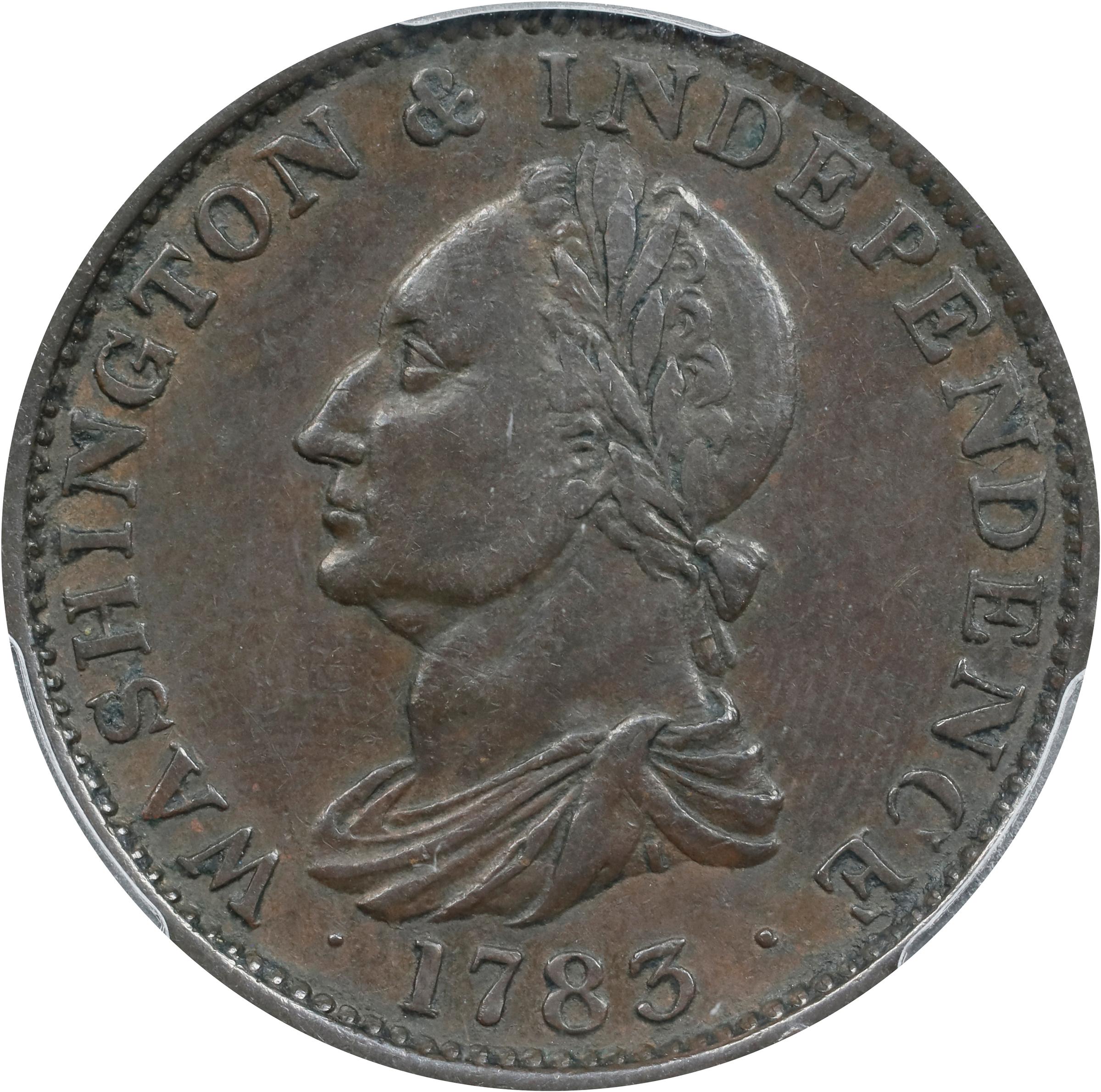 image for: "1783" (ca. 1820) Washington Draped Bust Copper. Musante GW-106, Vlack 13-J, Baker-2, W-10300. No Button. Copper. Plain Edge. AU-55 (PCGS).