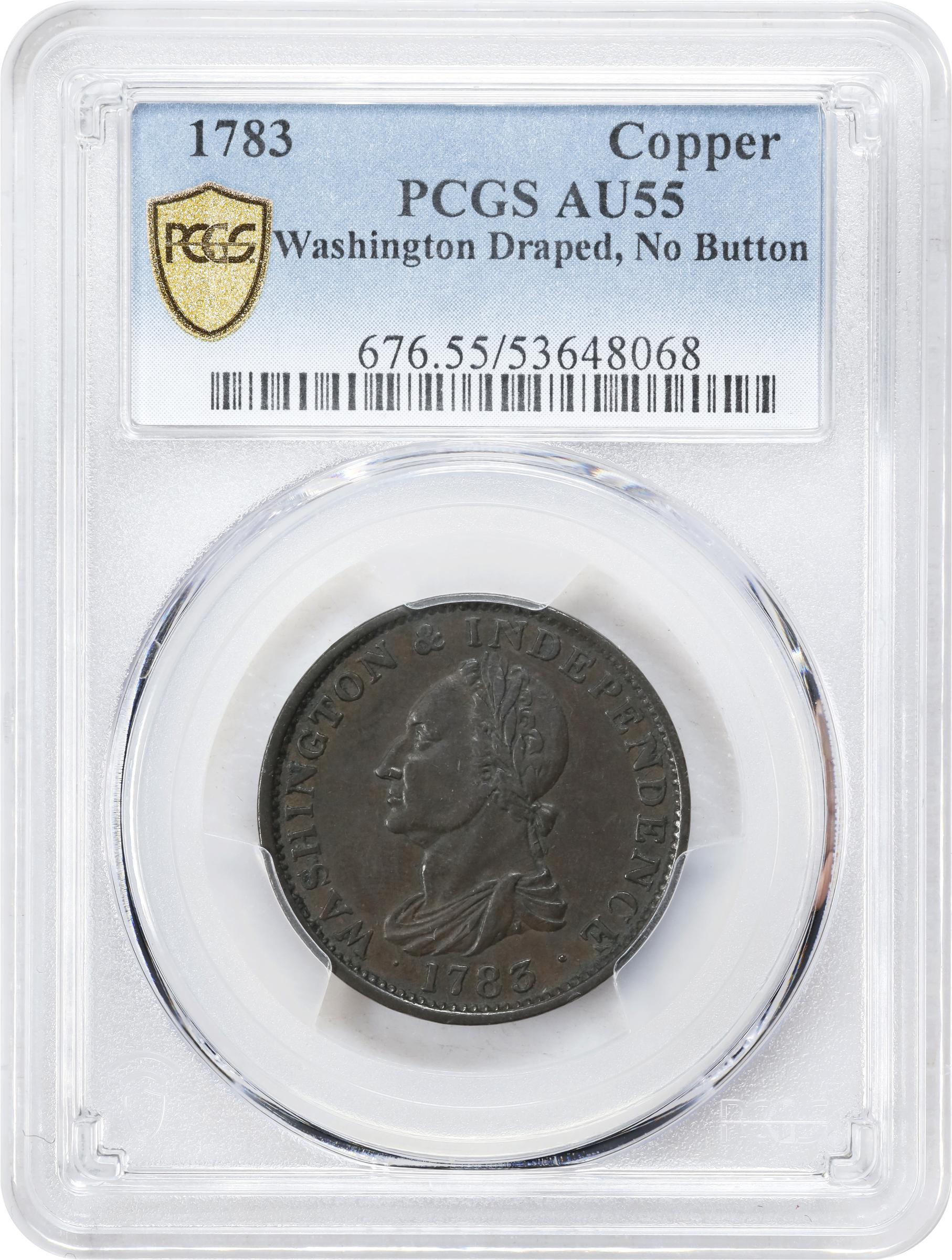 image for: "1783" (ca. 1820) Washington Draped Bust Copper. Musante GW-106, Vlack 13-J, Baker-2, W-10300. No Button. Copper. Plain Edge. AU-55 (PCGS).