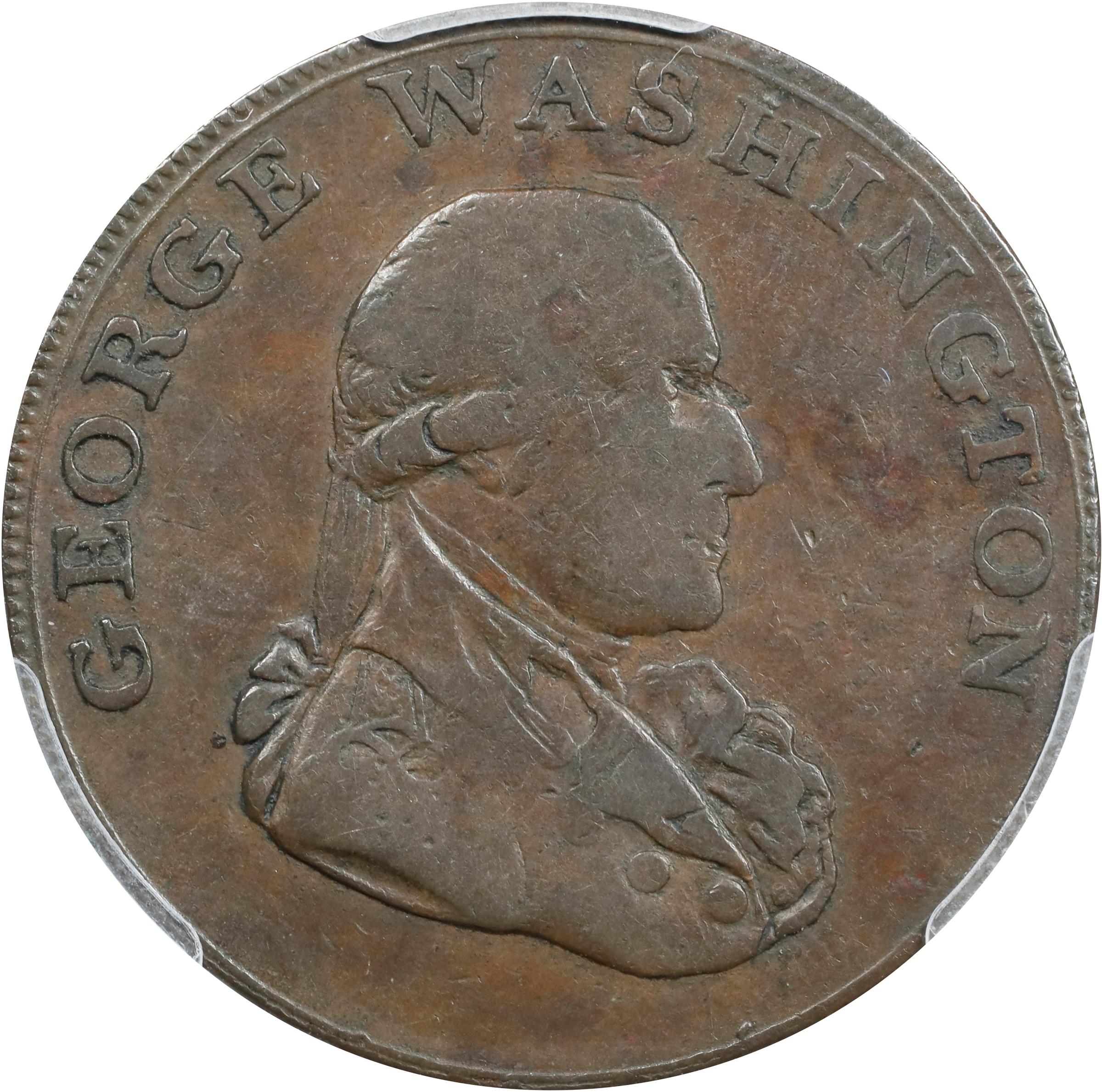 image for: 1795 Washington Liberty and Security Halfpenny. Musante GW-48, Baker-31B, W-11010. Copper. BIRMINGHAM Edge. EF-40 (PCGS).