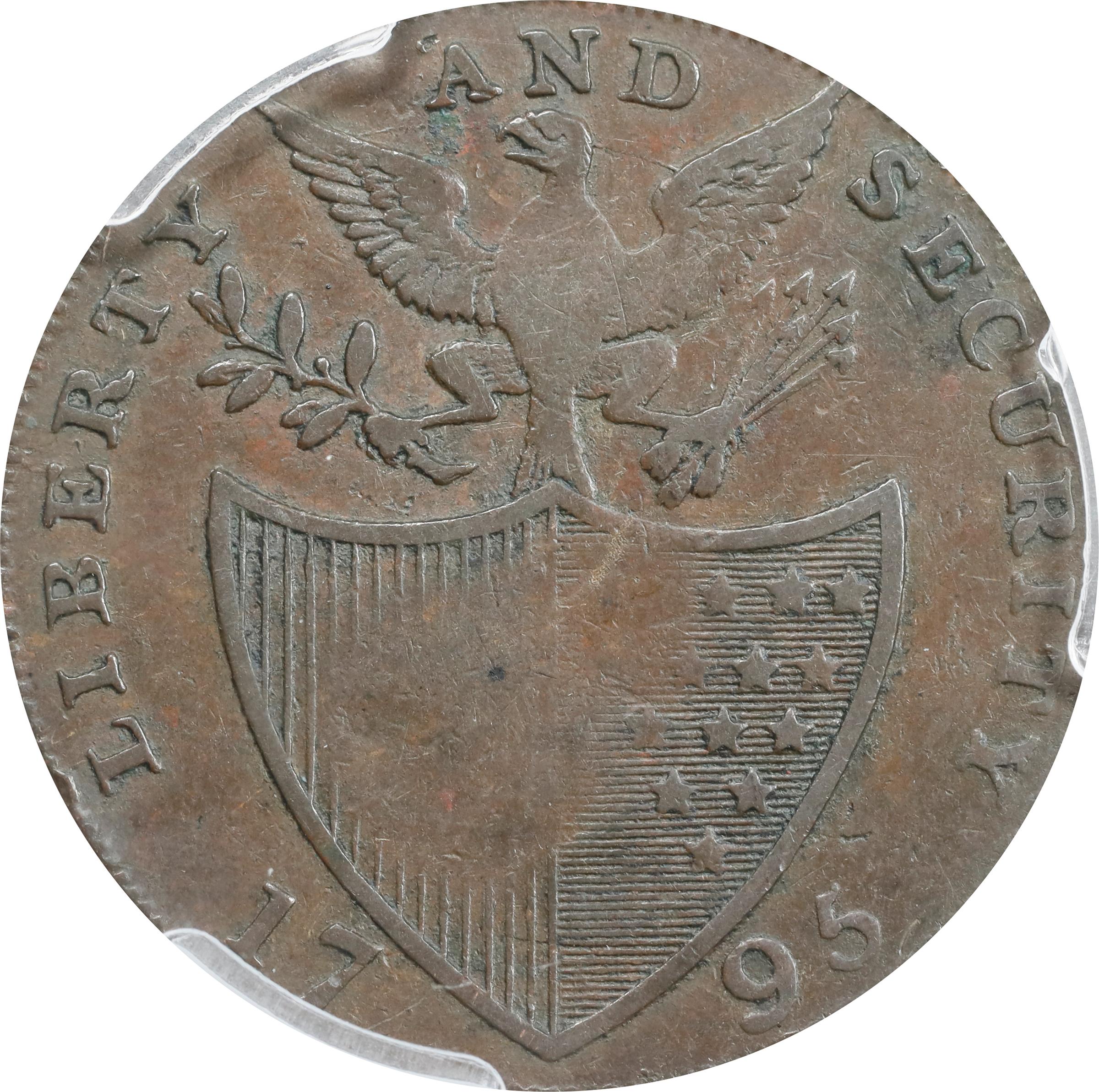 image for: 1795 Washington Liberty and Security Halfpenny. Musante GW-48, Baker-31B, W-11010. Copper. BIRMINGHAM Edge. EF-40 (PCGS).