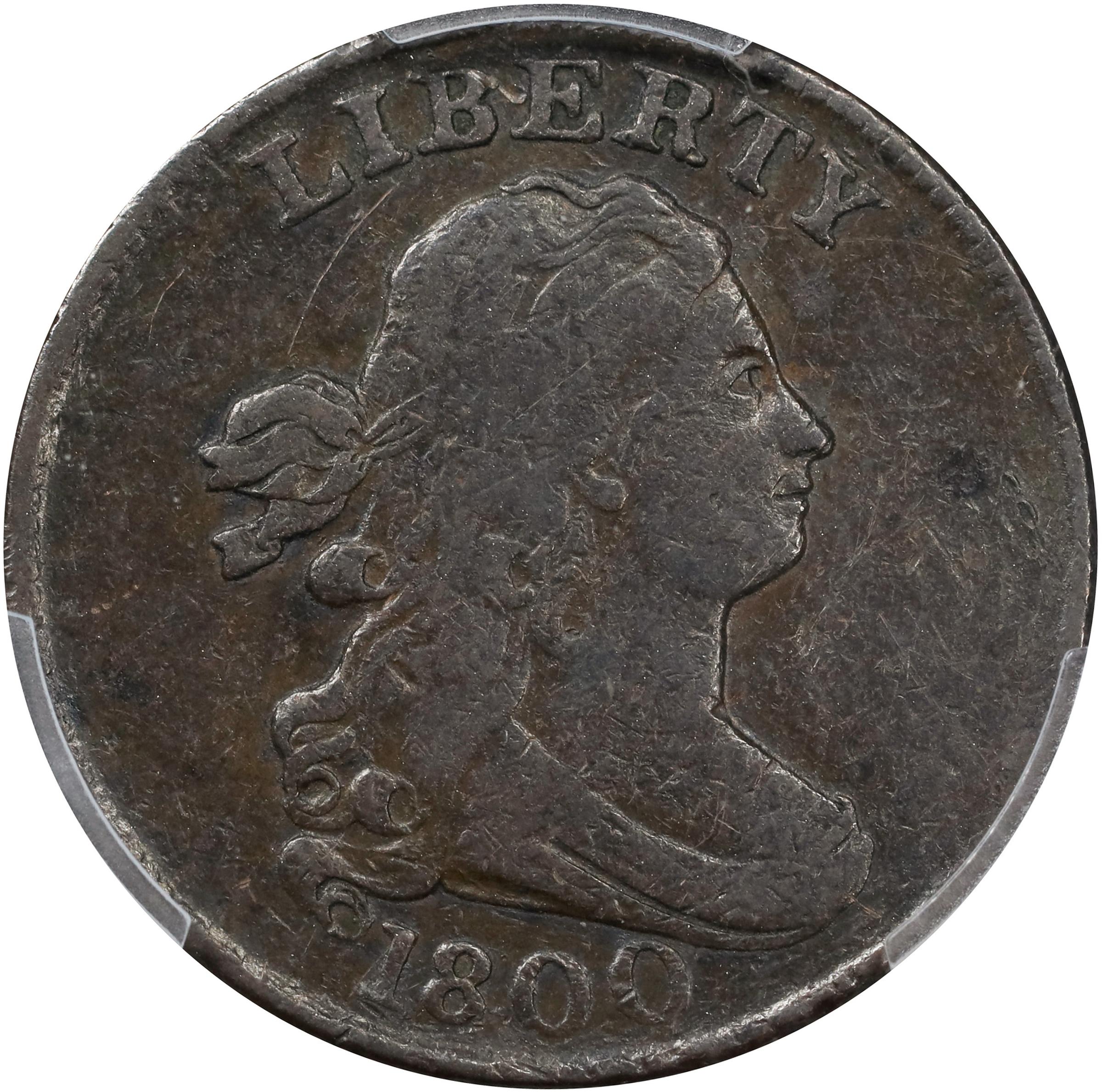 image for: 1800 Draped Bust Half Cent. C-1. Rarity-1. Fine-15 (PCGS).