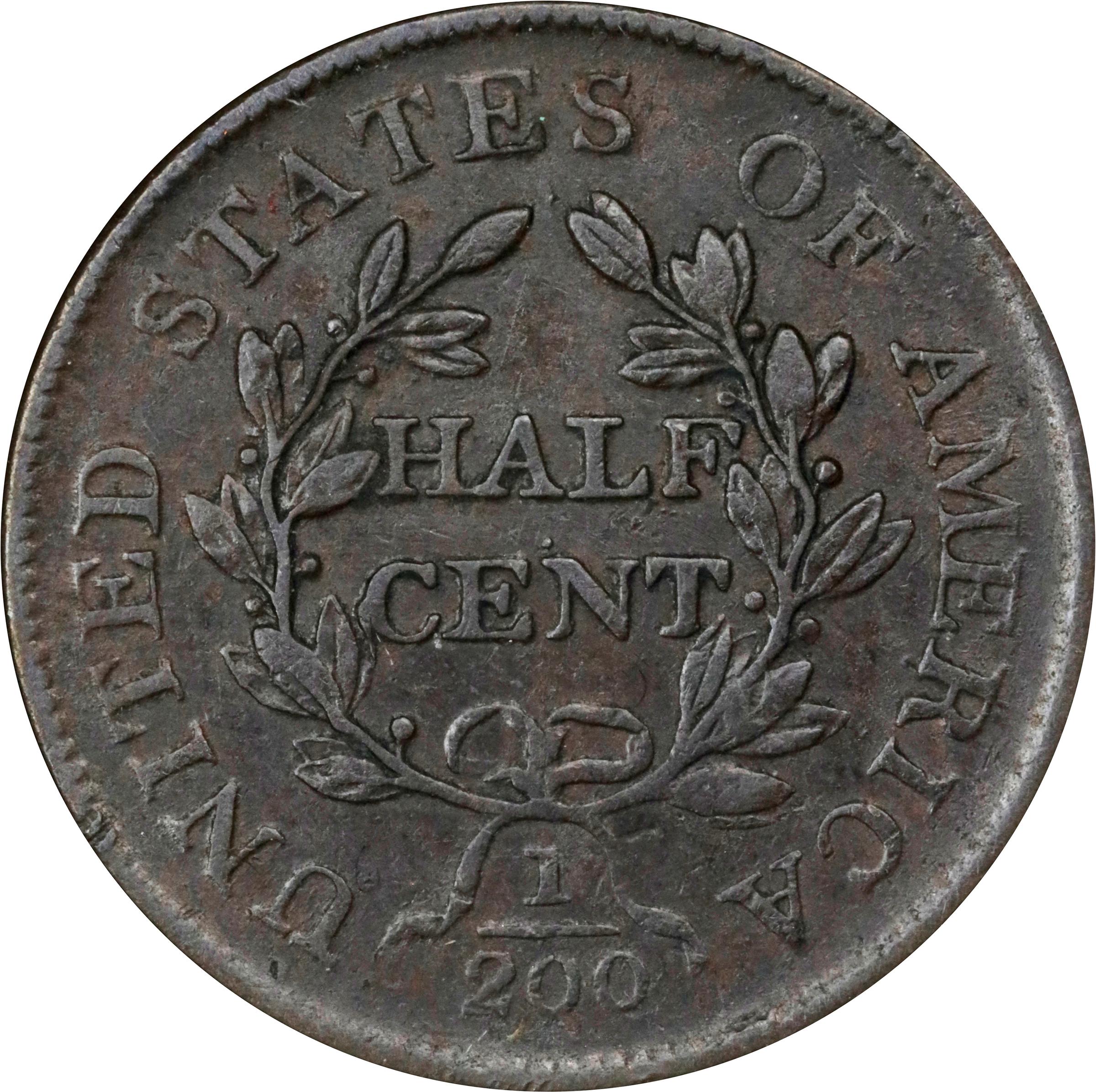 image for: 1806 Draped Bust Half Cent. C-1. Rarity-1. Small 6, Stemless Wreath. VF-30 (ANACS). OH.