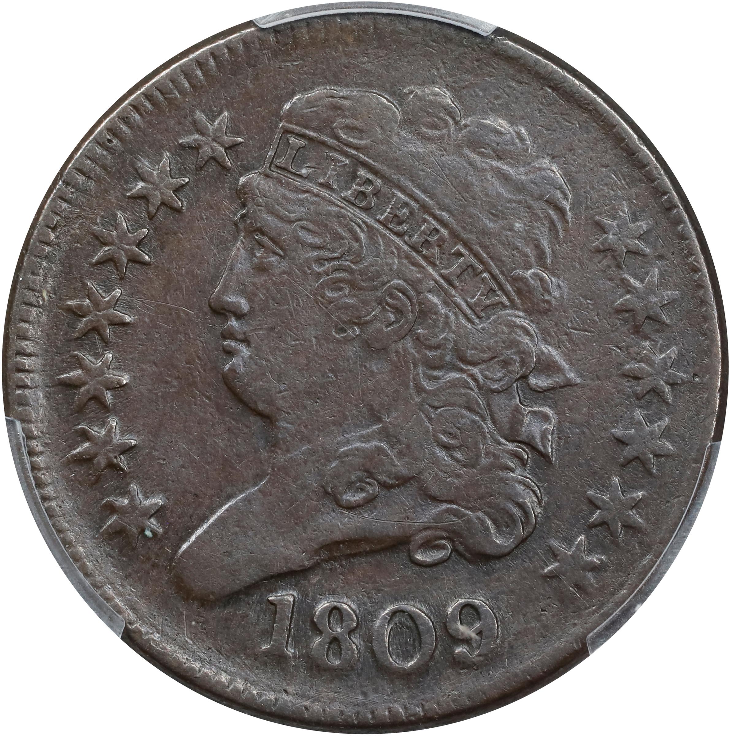 image for: 1809 Classic Head Half Cent. C-4. Rarity-2. Small o Inside 0. EF-40 (PCGS).