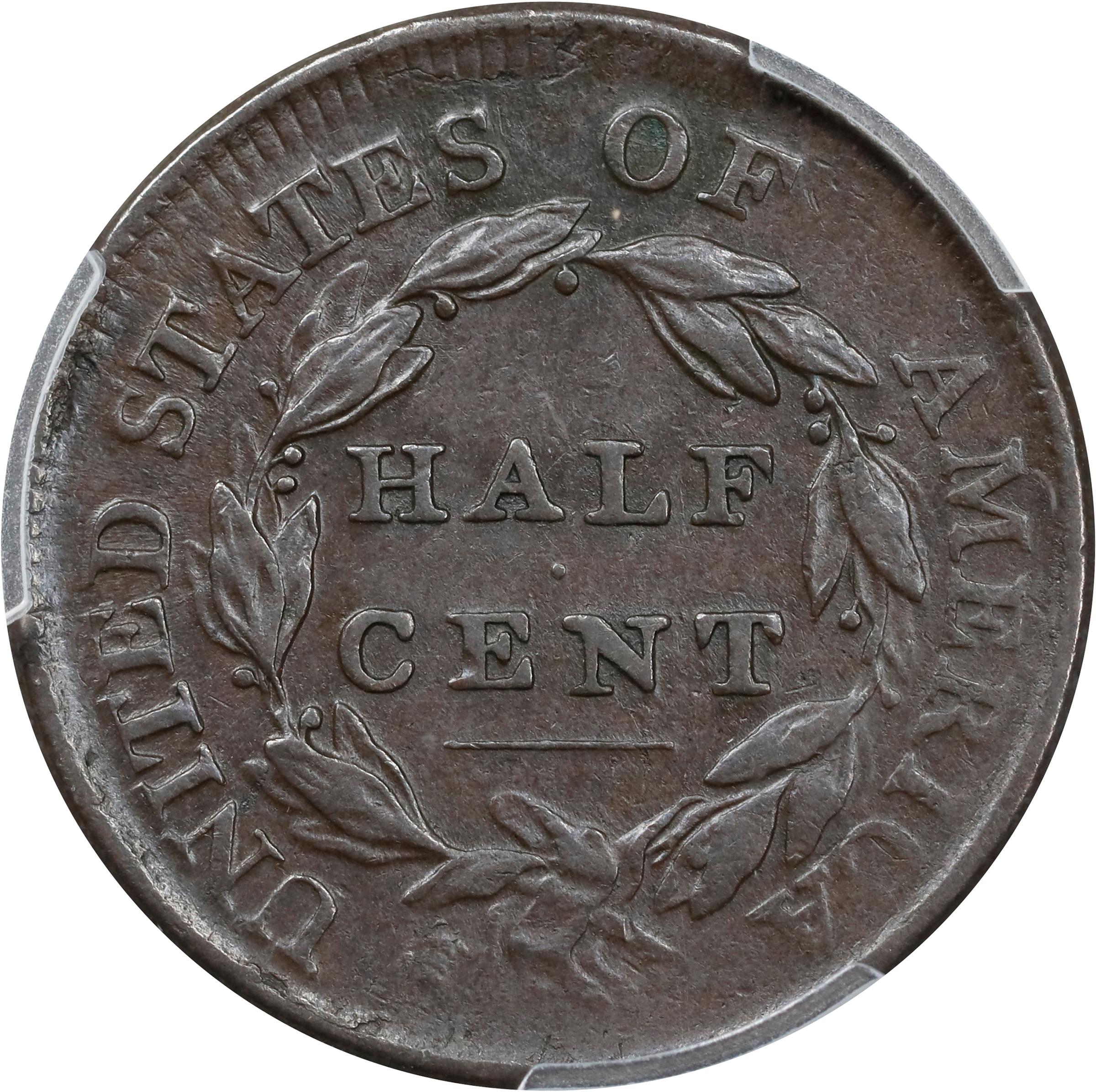 image for: 1809 Classic Head Half Cent. C-4. Rarity-2. Small o Inside 0. EF-40 (PCGS).