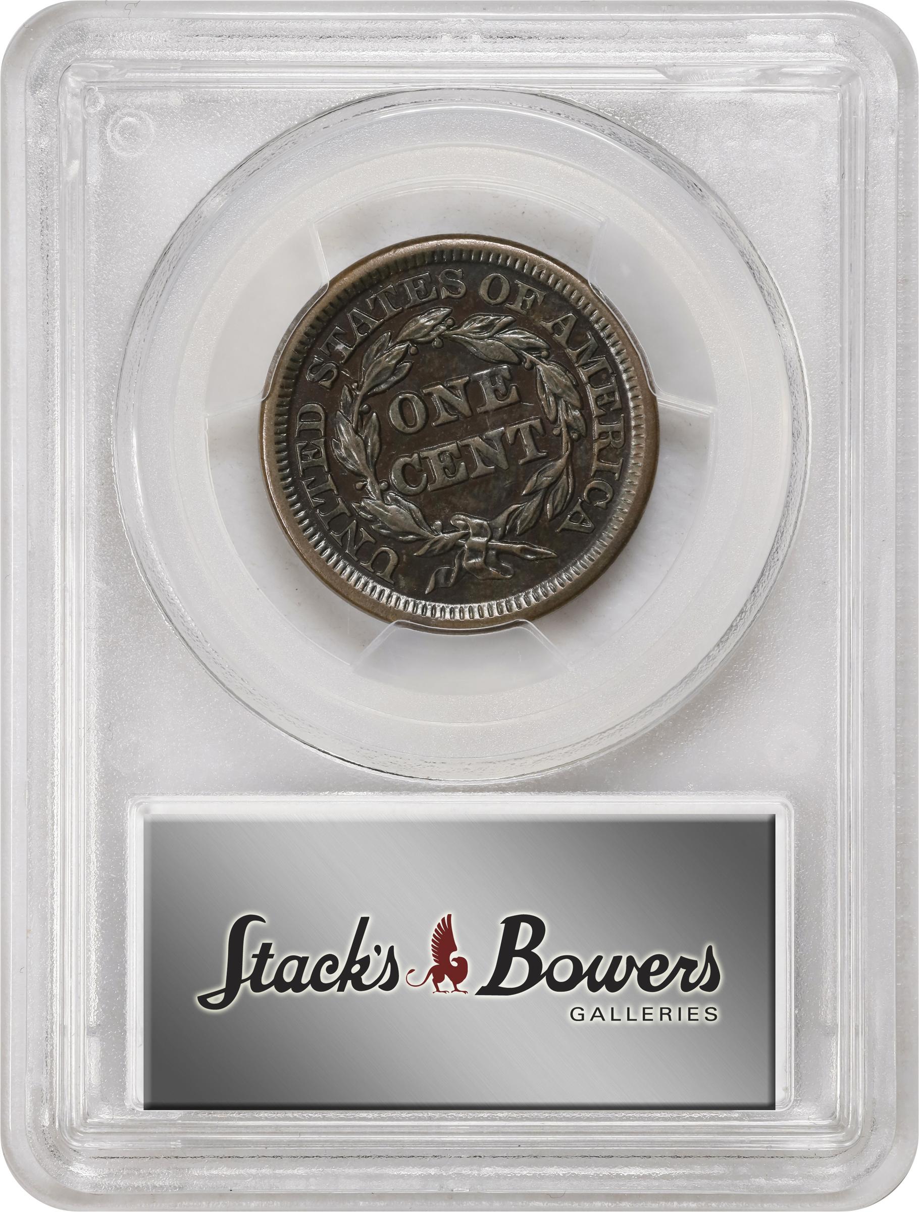 image for: 1848 Braided Hair Cent. N-4. Rarity-4. AU-55 (PCGS).