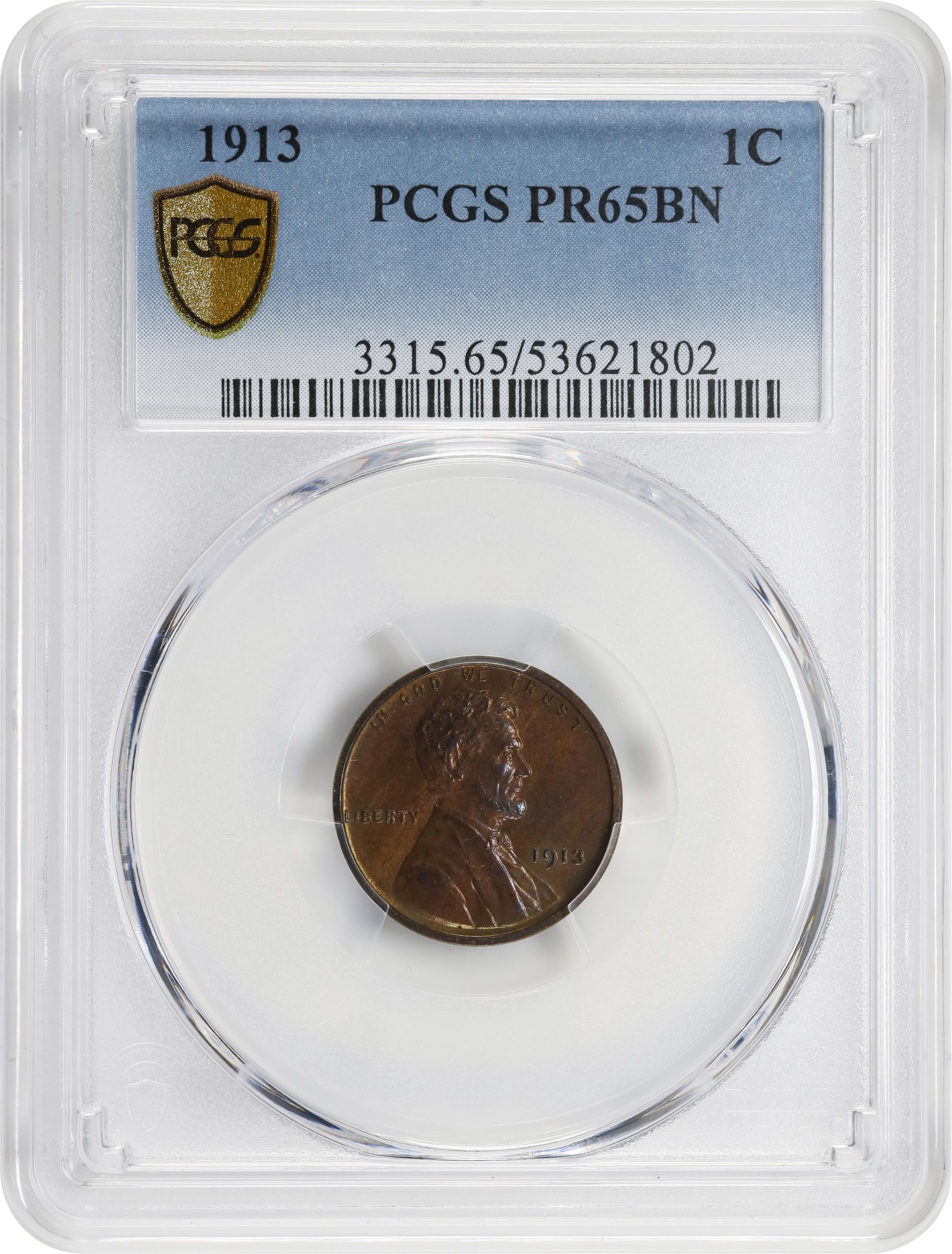 image for: 1913 Lincoln Cent. Proof-65 BN (PCGS).
