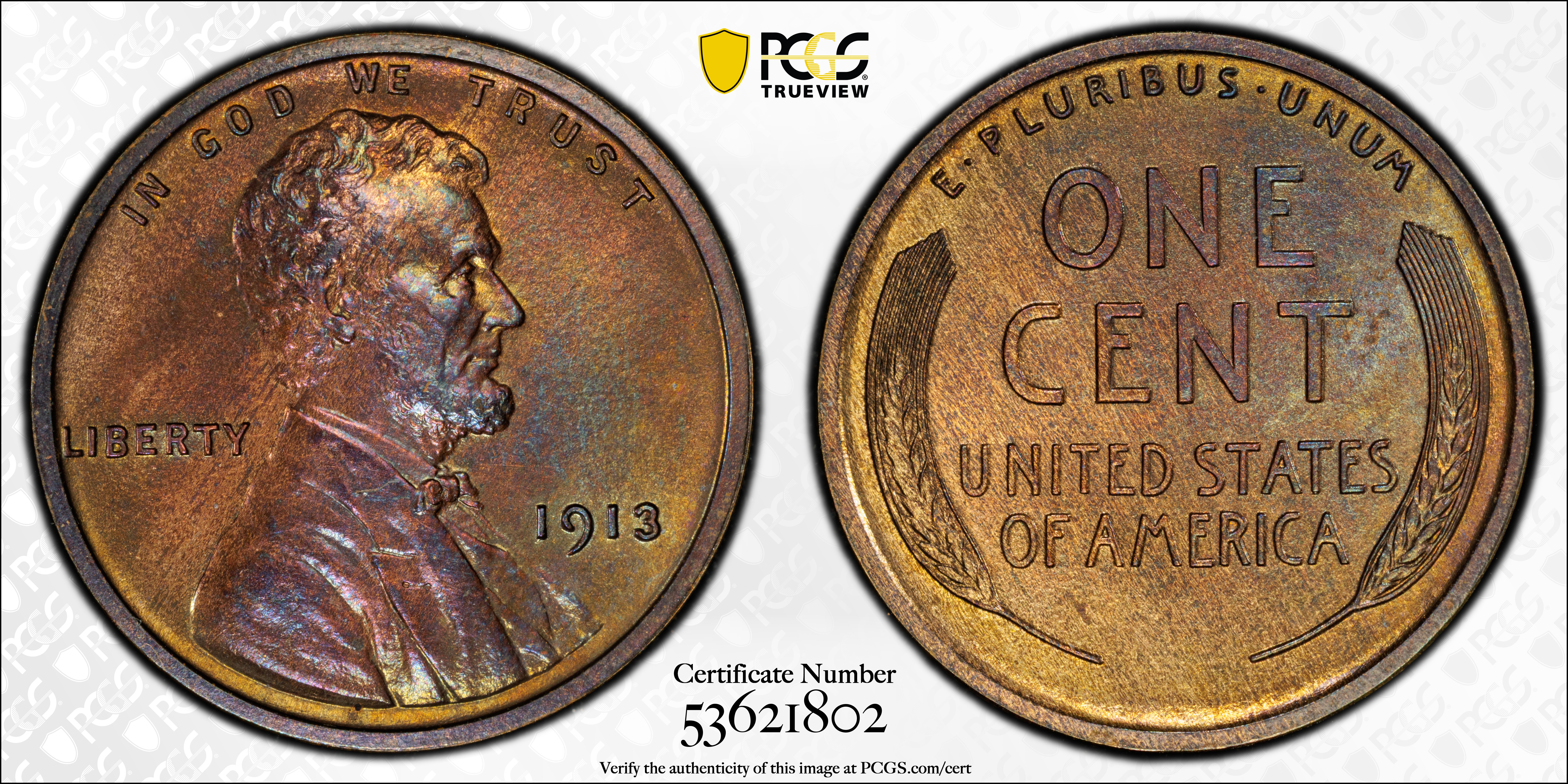 image for: 1913 Lincoln Cent. Proof-65 BN (PCGS).