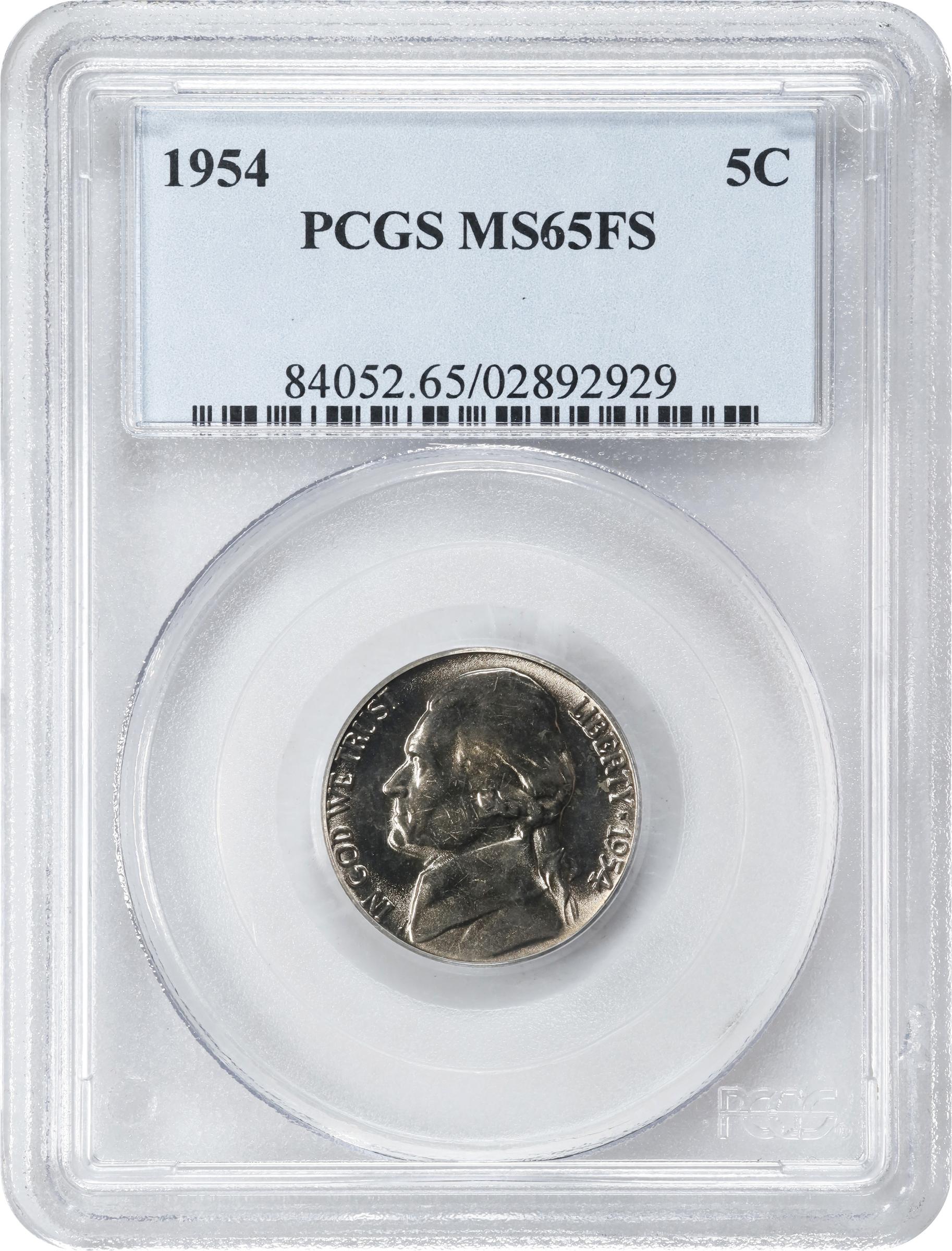 image for: 1954 Jefferson Nickel. MS-65 FS (PCGS).