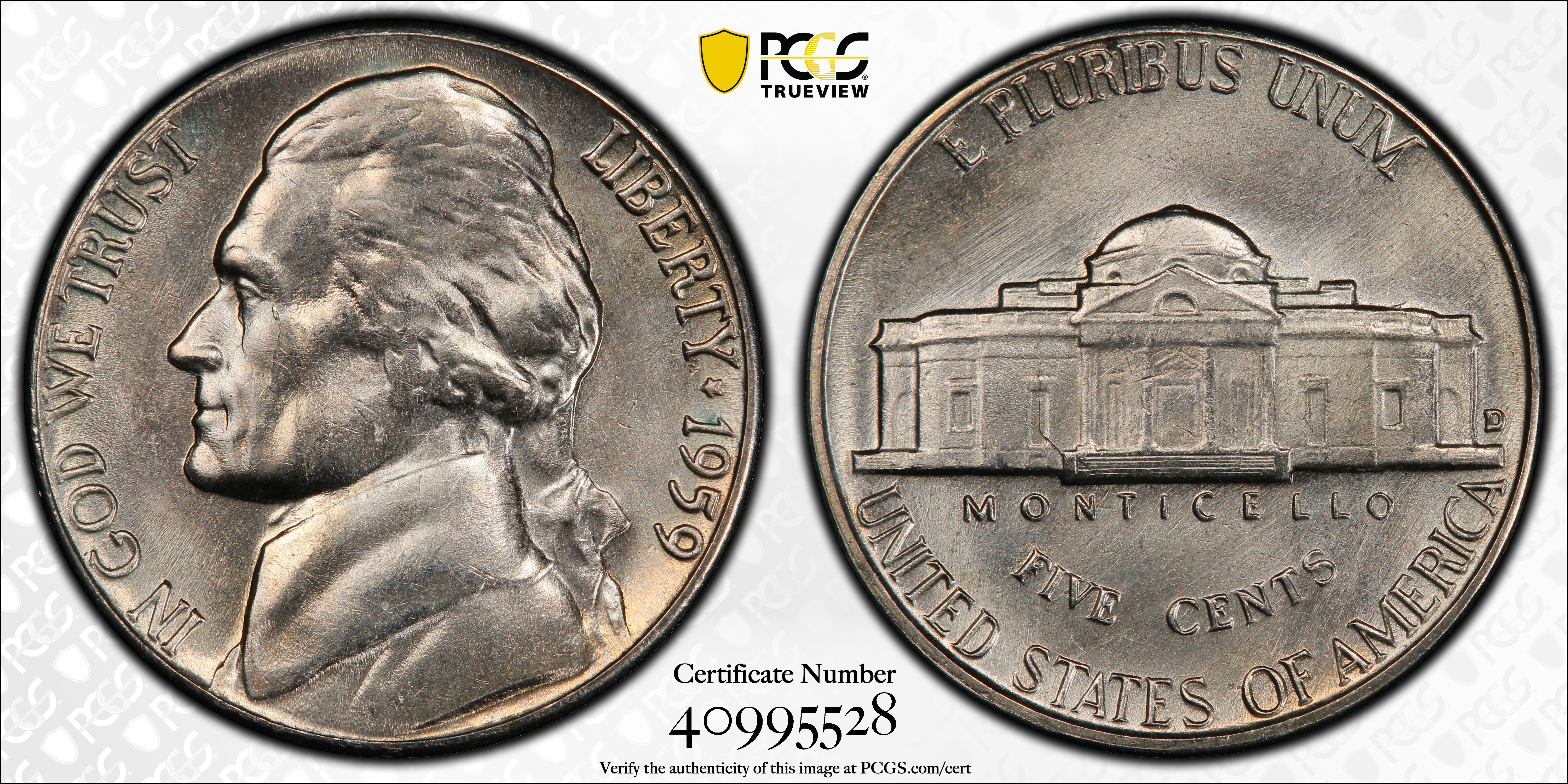 image for: 1959-D Jefferson Nickel. MS-66 FS (PCGS).