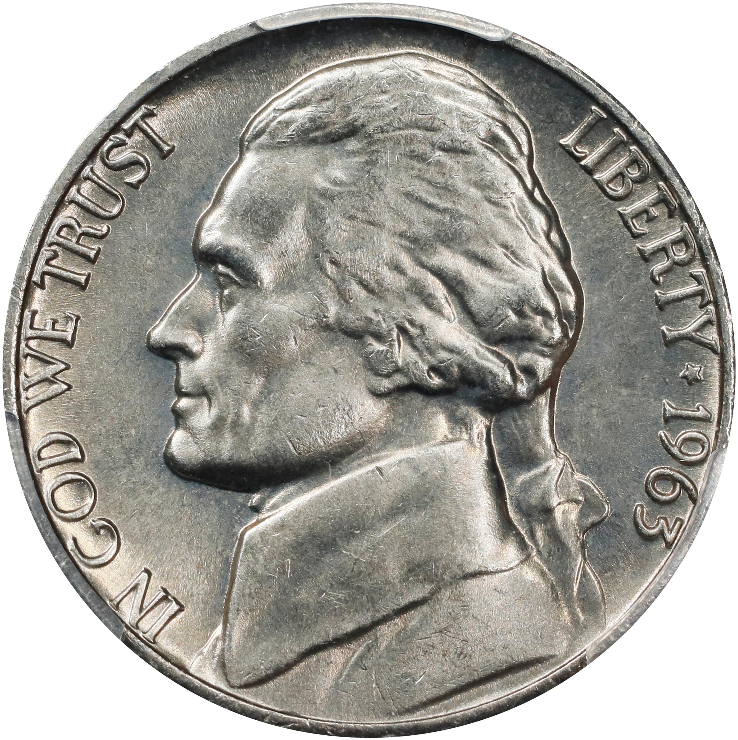 image for: 1963 Jefferson Nickel. MS-66 FS (PCGS).
