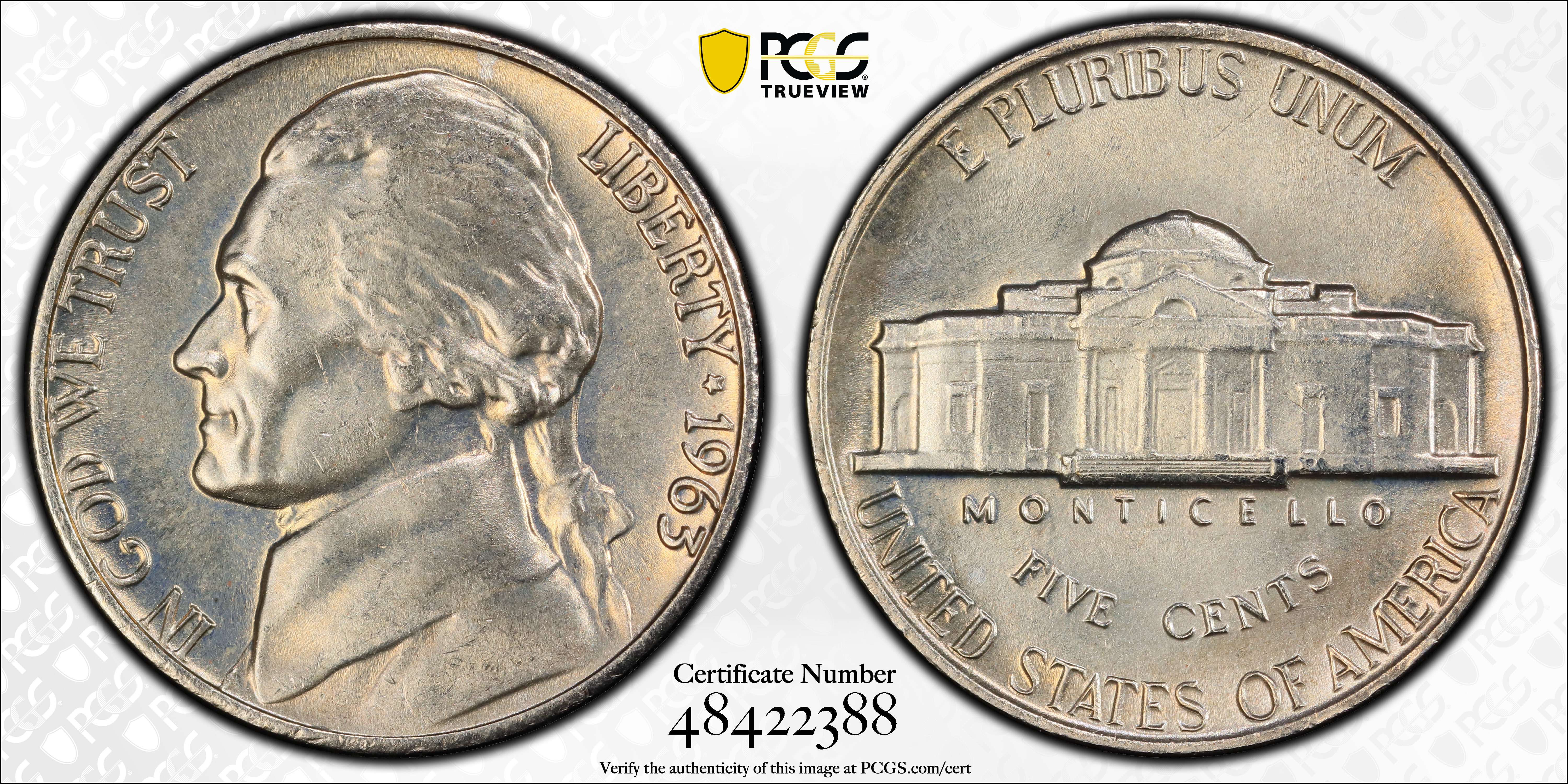 image for: 1963 Jefferson Nickel. MS-66 FS (PCGS).