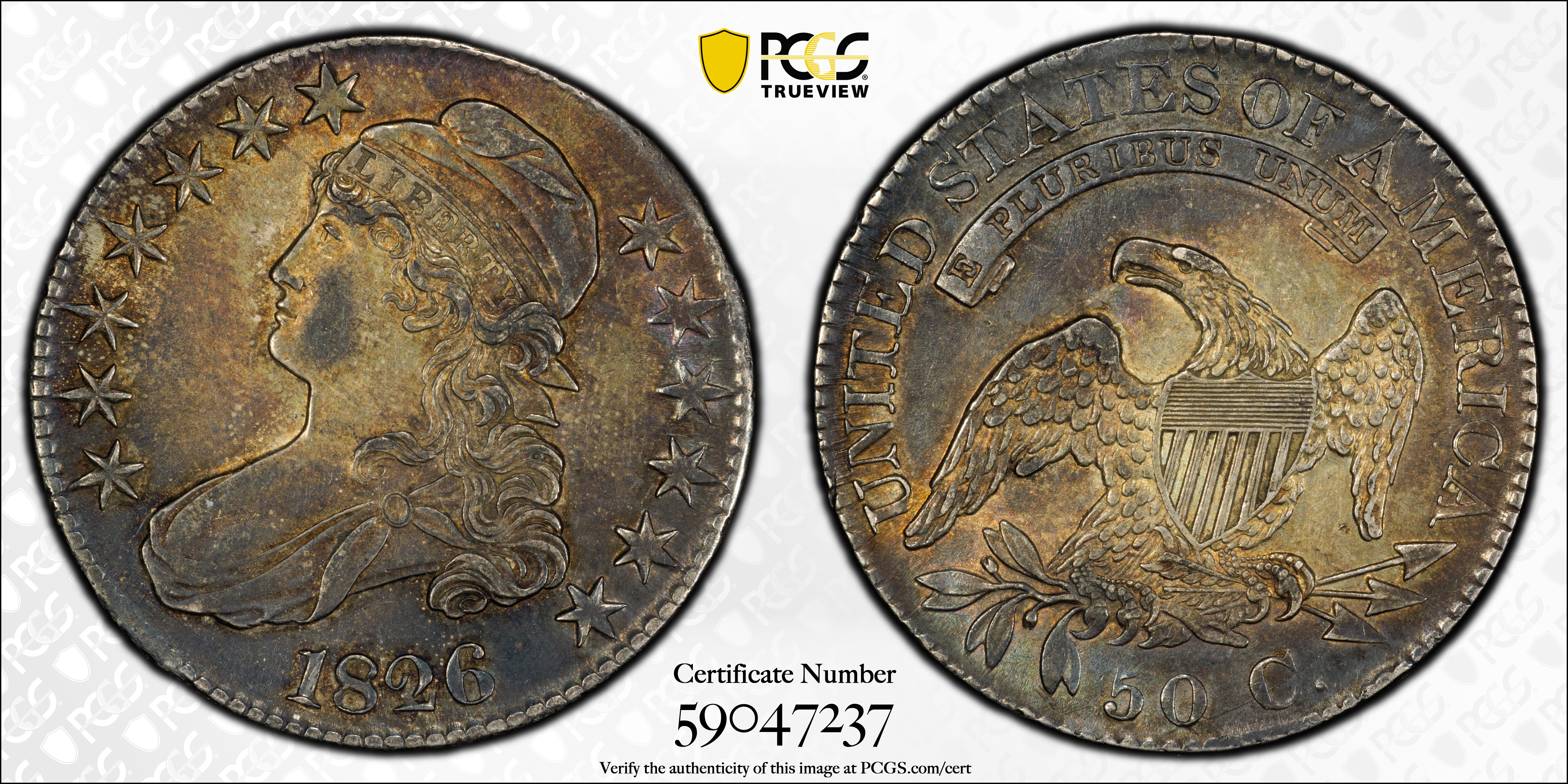 image for: 1826 Capped Bust Half Dollar. O-106a. Rarity-2. AU-53 (PCGS).
