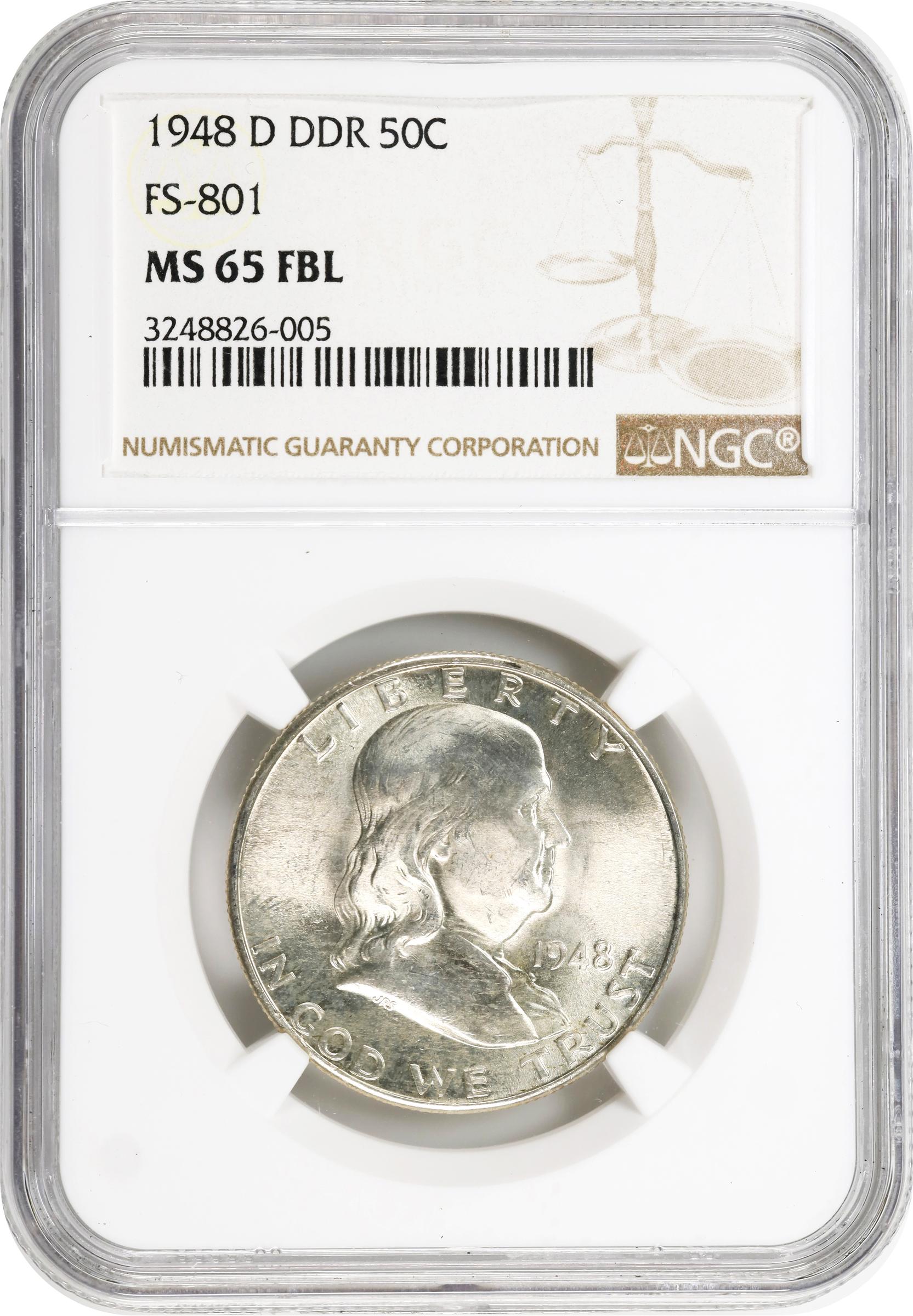 image for: 1948-D Franklin Half Dollar. FS-801. Doubled Die Reverse. MS-65 FBL (NGC).