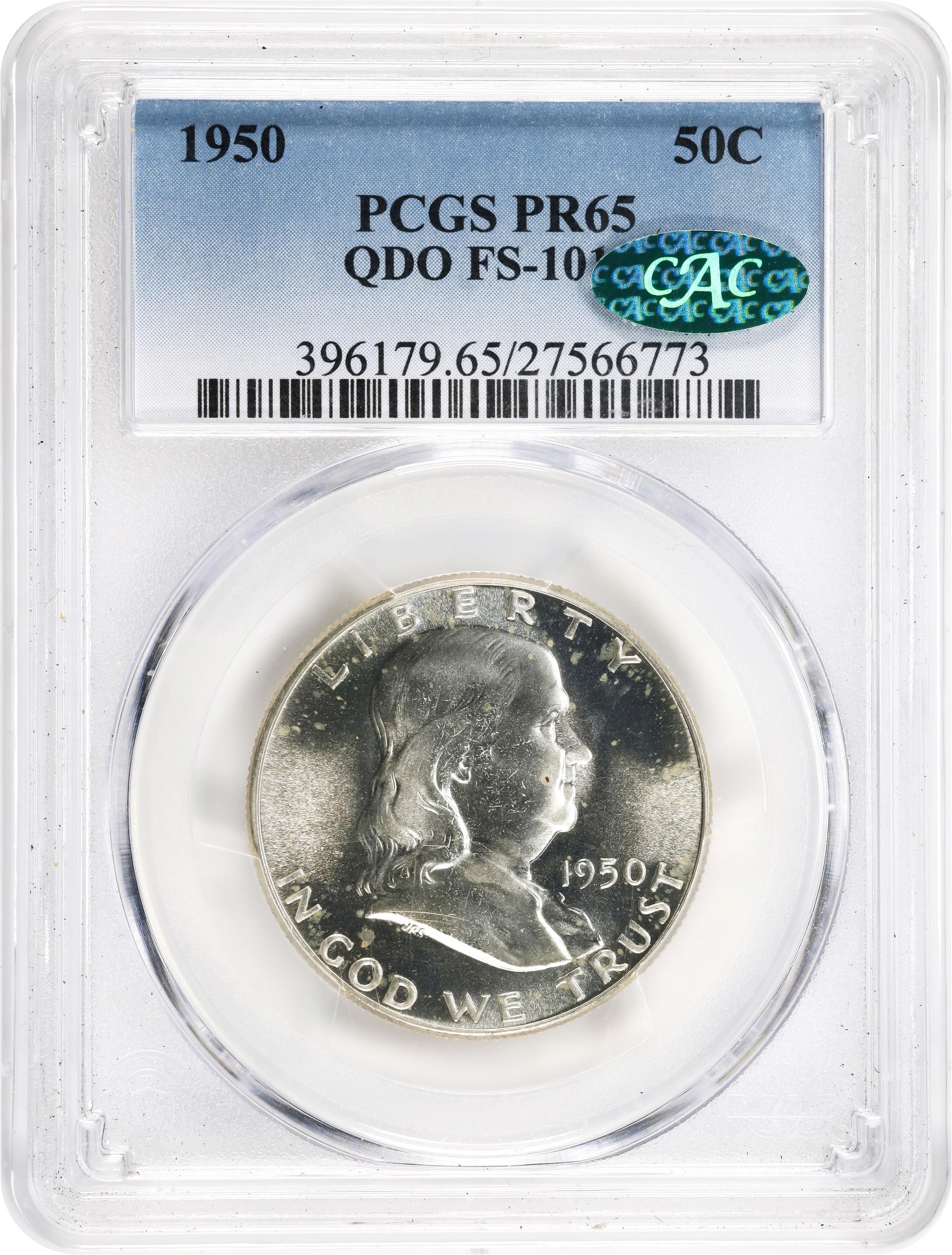 image for: 1950 Franklin Half Dollar. FS-101. Quadrupled Die Obverse. Proof-65 (PCGS). CAC.
