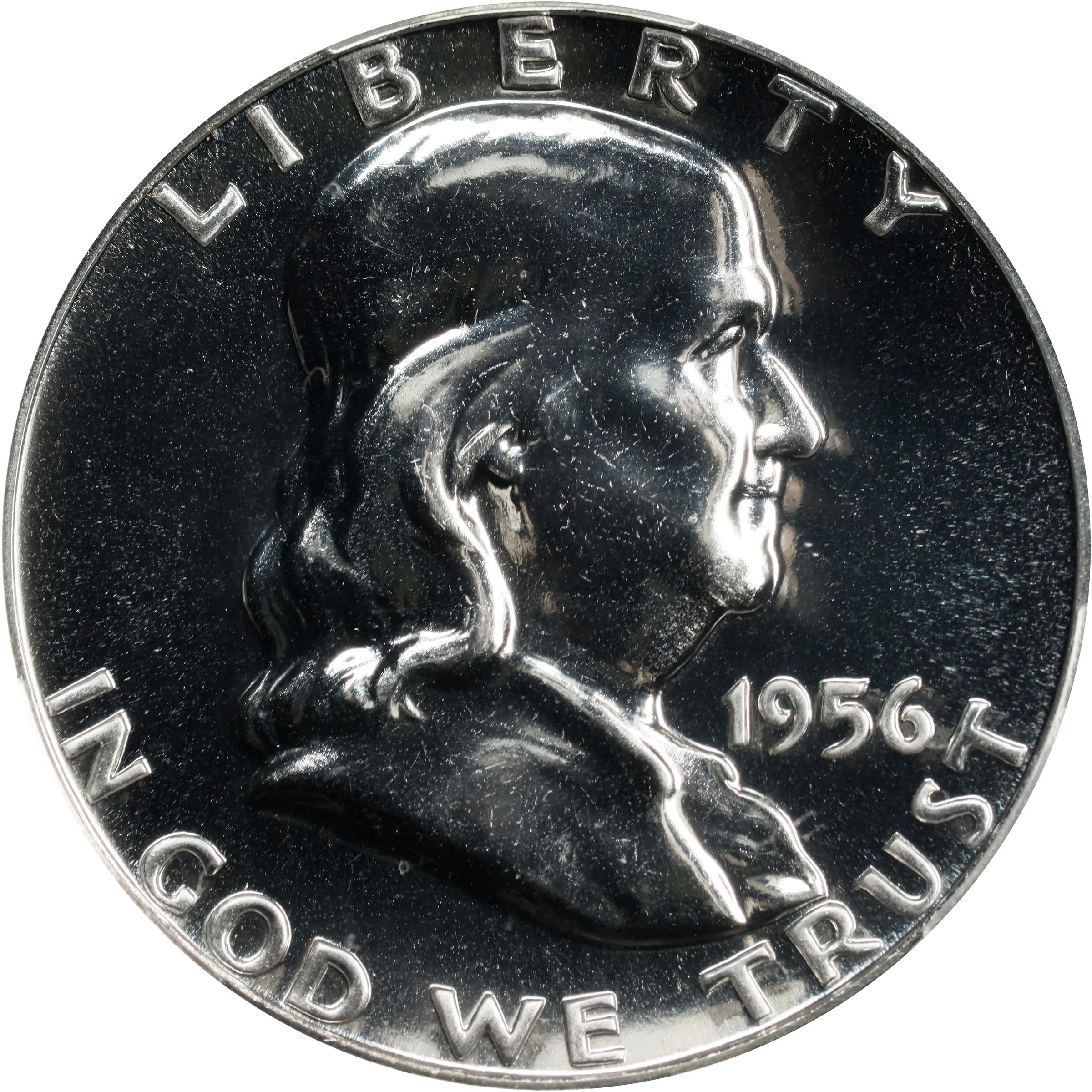 image for: 1956 Franklin Half Dollar. Type II Reverse. FS-801. Doubled Die Reverse. Proof-67 (PCGS).