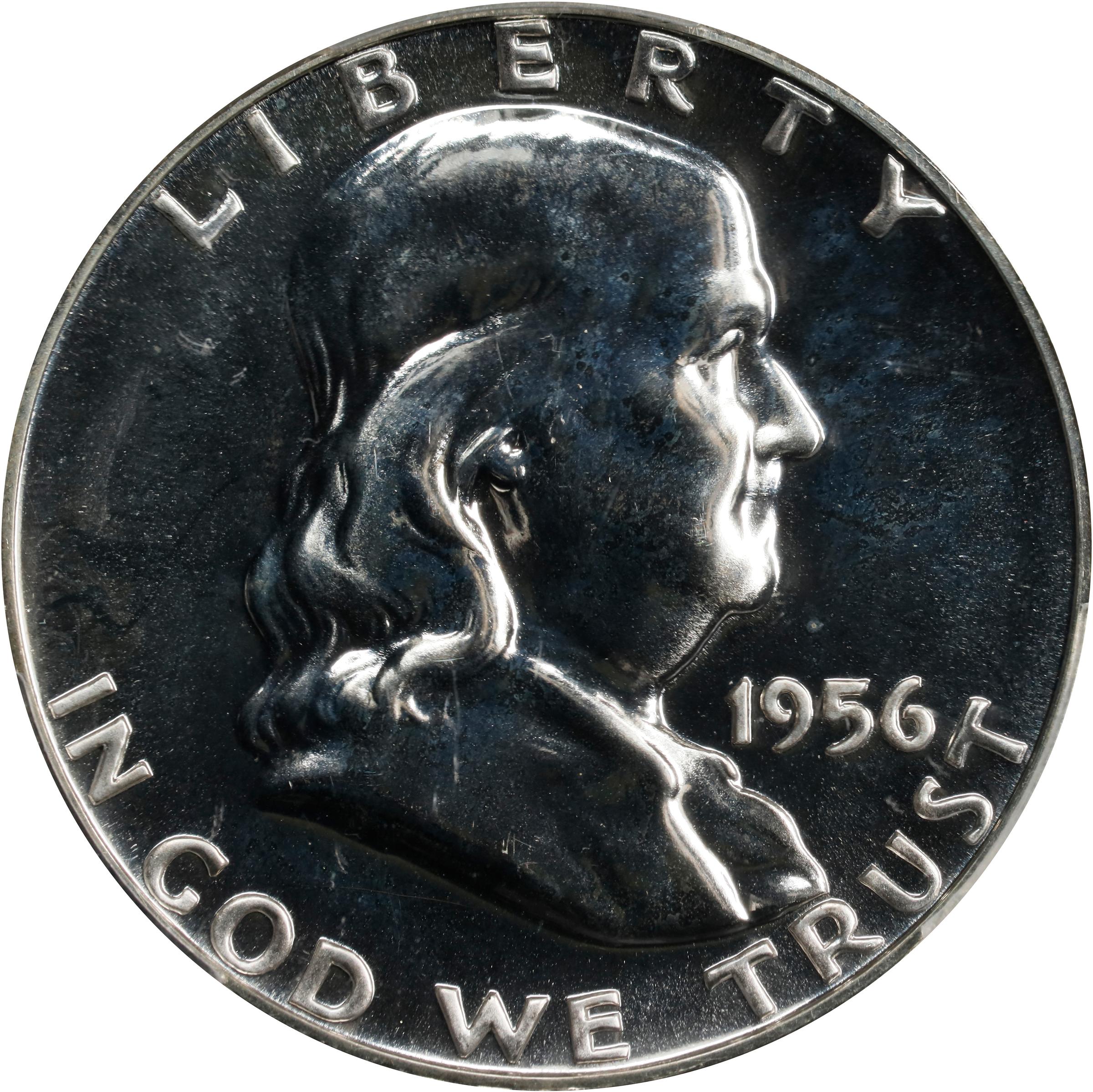 image for: 1956 Franklin Half Dollar. Type II Reverse. FS-802. Doubled Die Reverse. Proof-67 (PCGS).
