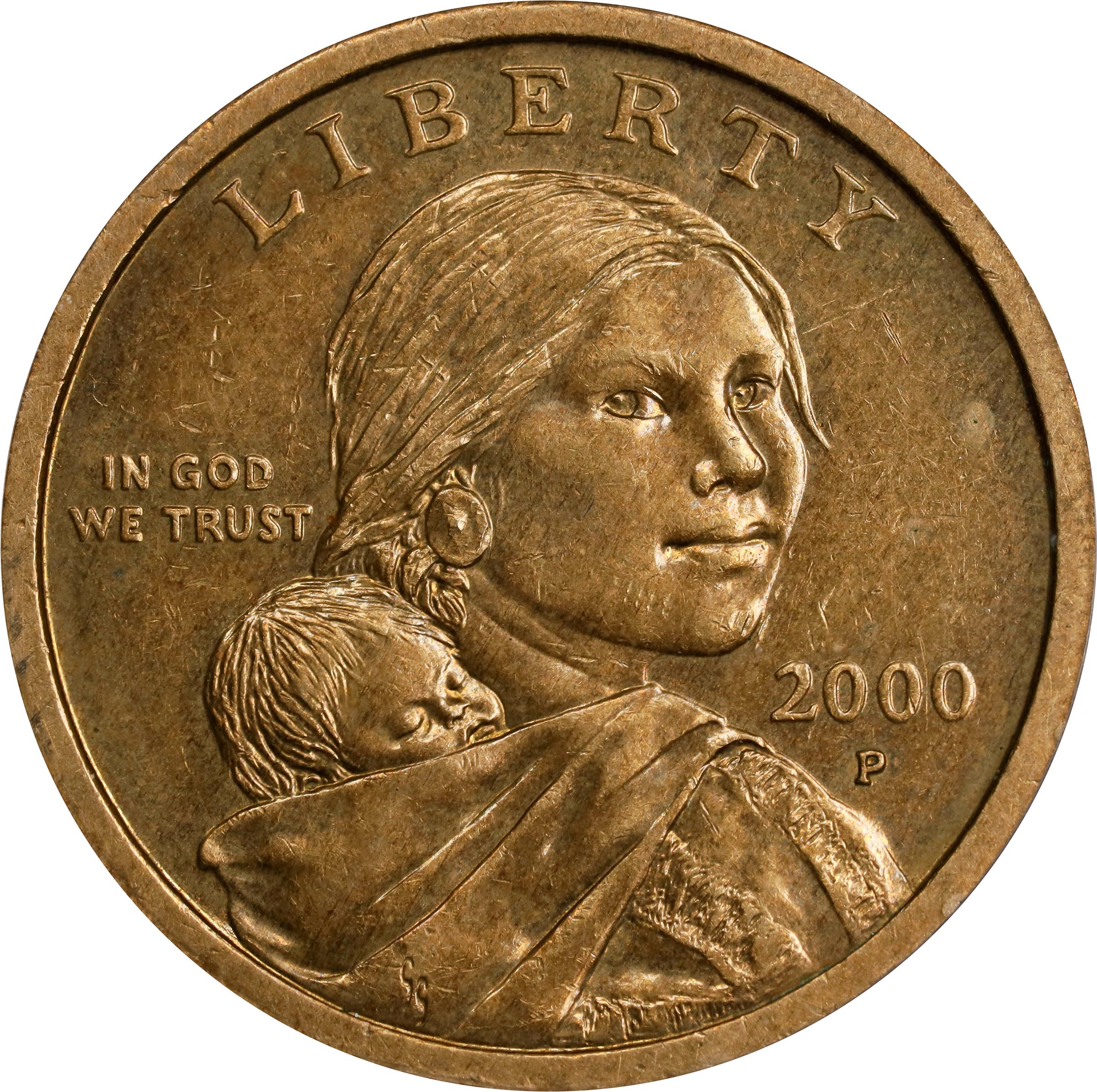 image for: 2000-P Sacagawea "Cheerios" Dollar. FS-902. Boldly Detailed Tail Feathers. AU-55 (ANACS).