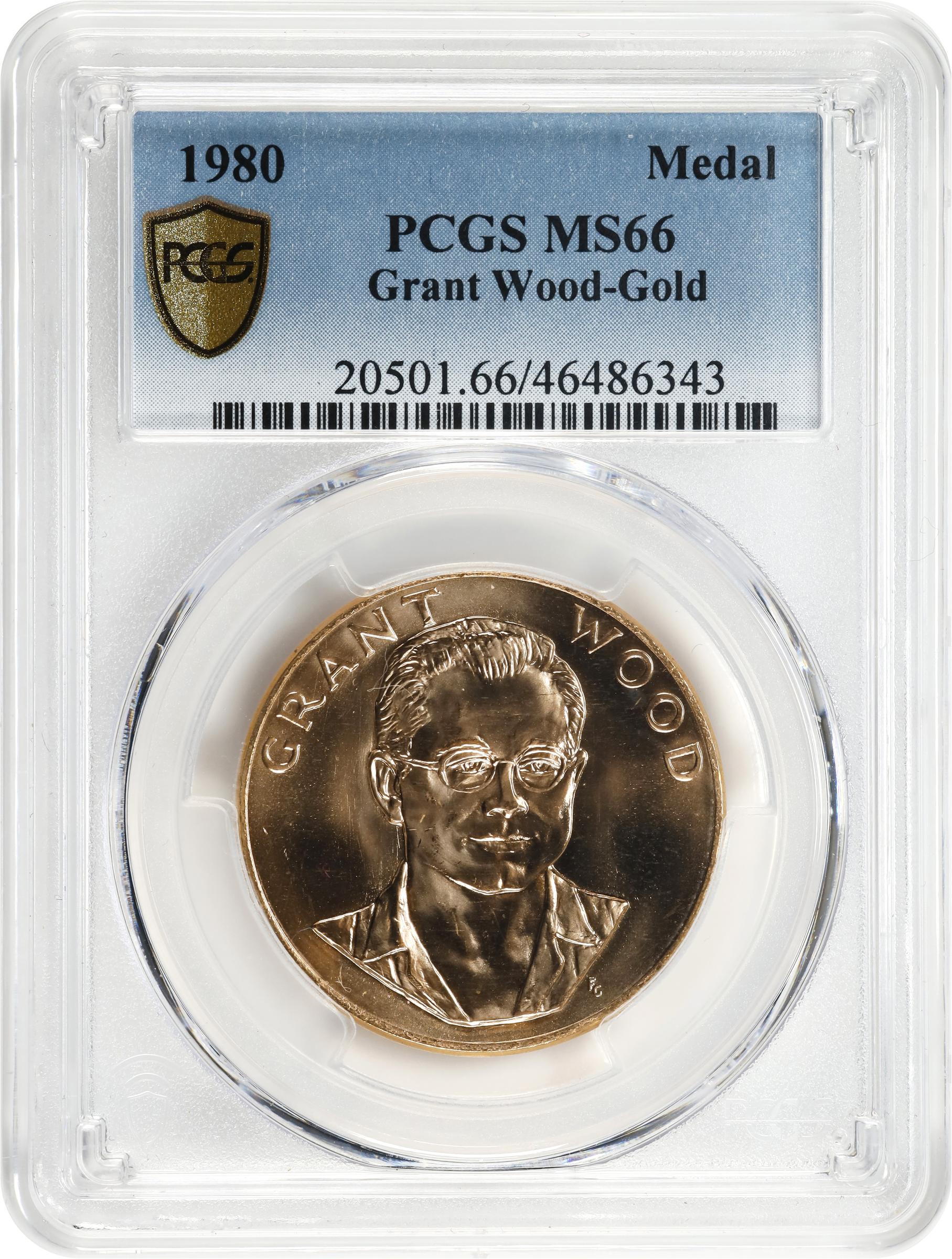 image for: 1980 One-Ounce American Arts Gold Medallion. Grant Wood. MS-66 (PCGS).