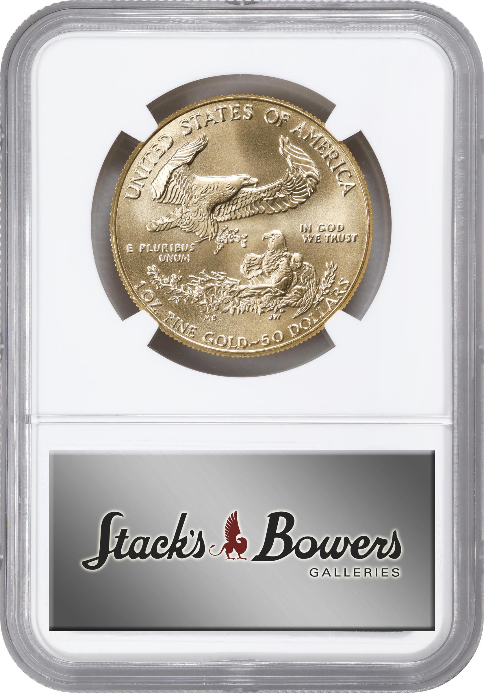 image for: 1993 One-Ounce Gold Eagle. MS-70 (NGC). Reverse Designer Miley Frost Signature.