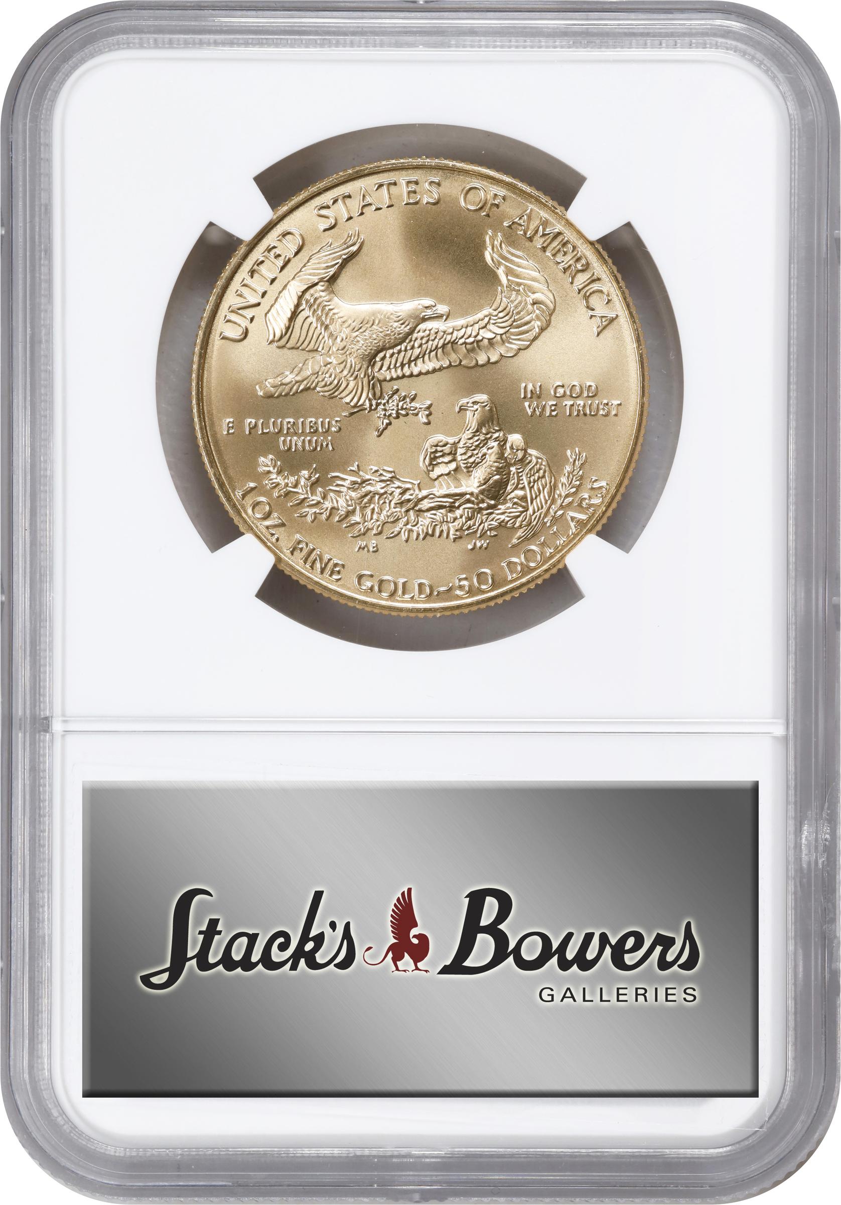 image for: 1997 One-Ounce Gold Eagle. MS-70 (NGC). Reverse Designer Miley Frost Signature.