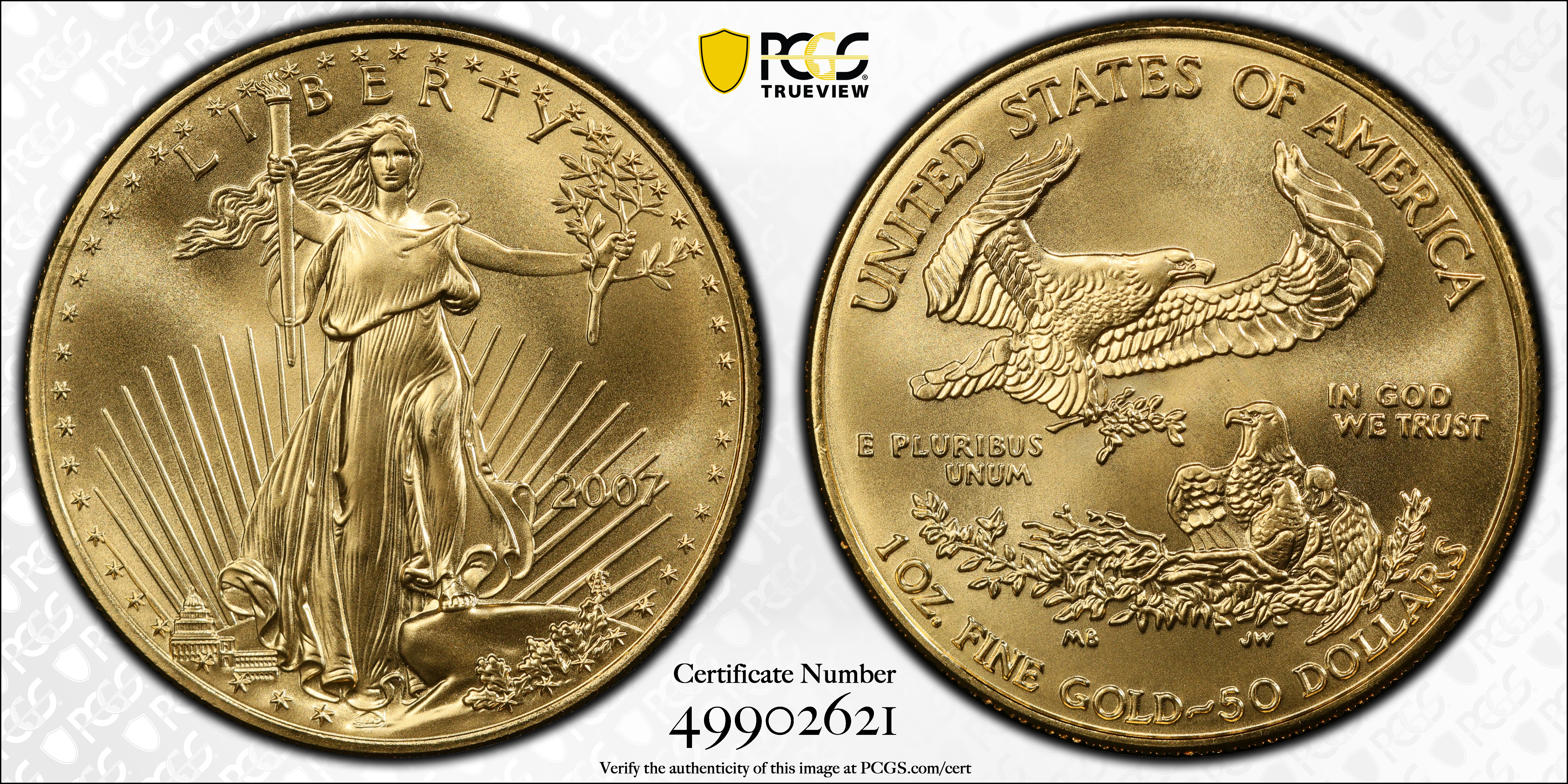 image for: 2007 One-Ounce Gold Eagle. MS-70 (PCGS).