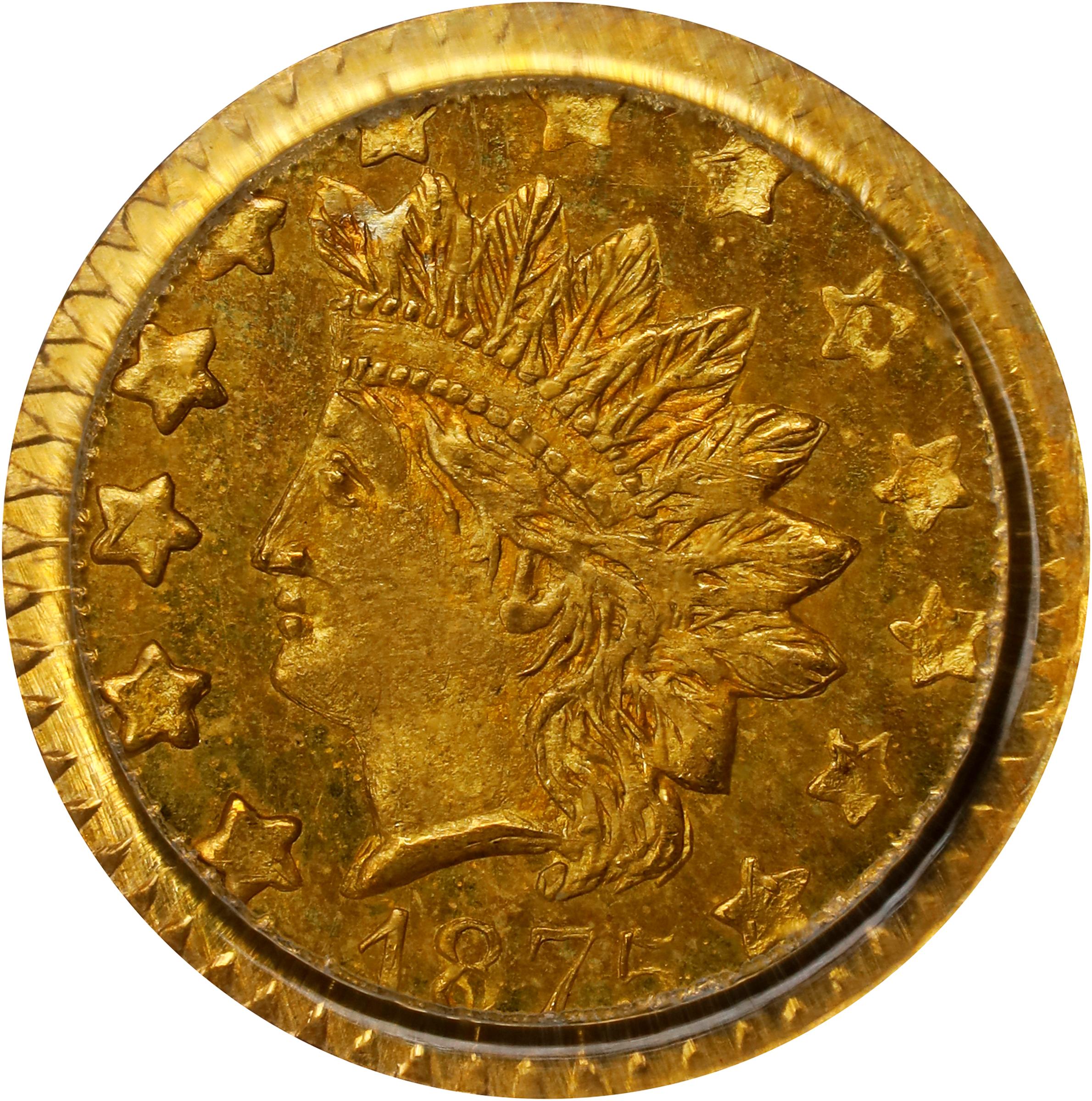 image for: 1875 Round 50 Cents. BG-1057. Rarity-5+. Indian Head. MS-65 (PCGS). OGH.