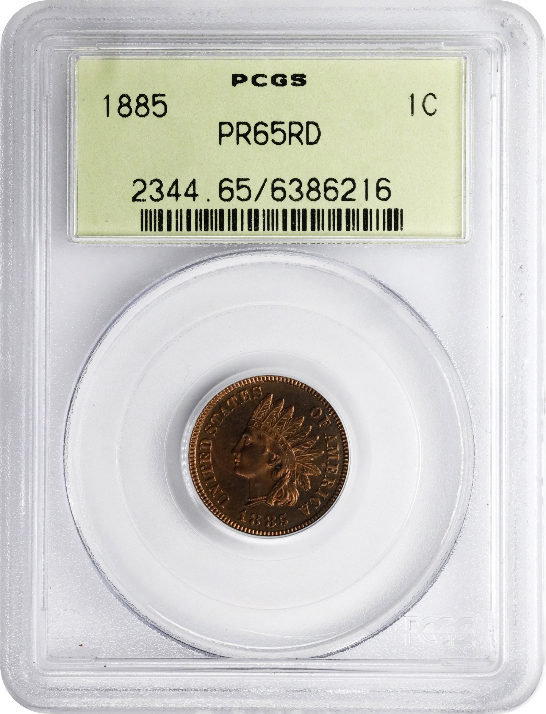image for: 1885 Indian Cent. Proof-65 RD (PCGS). OGH Generation 3.0.