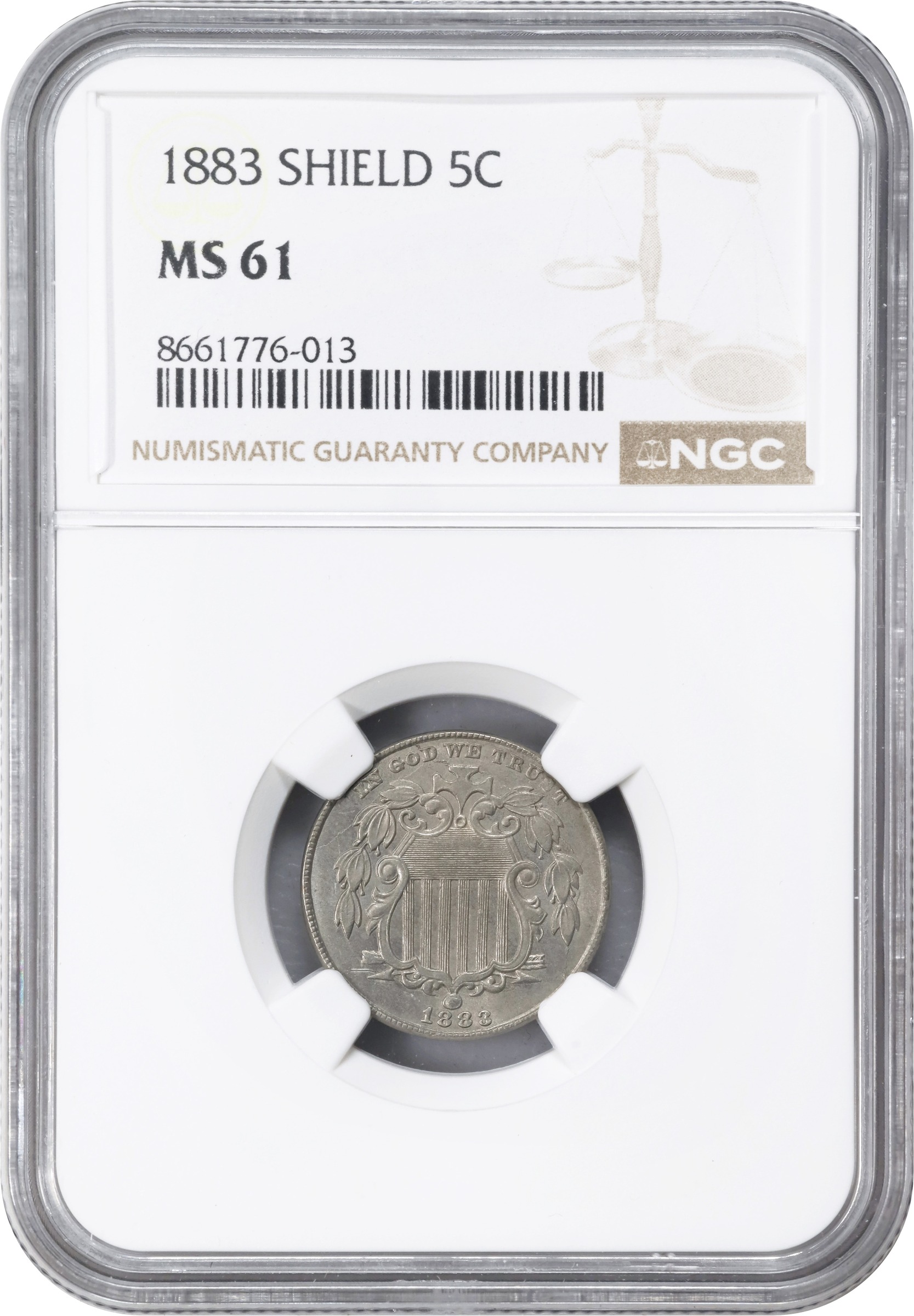 1883 5c Shield MS61 CAC thumbnail 3