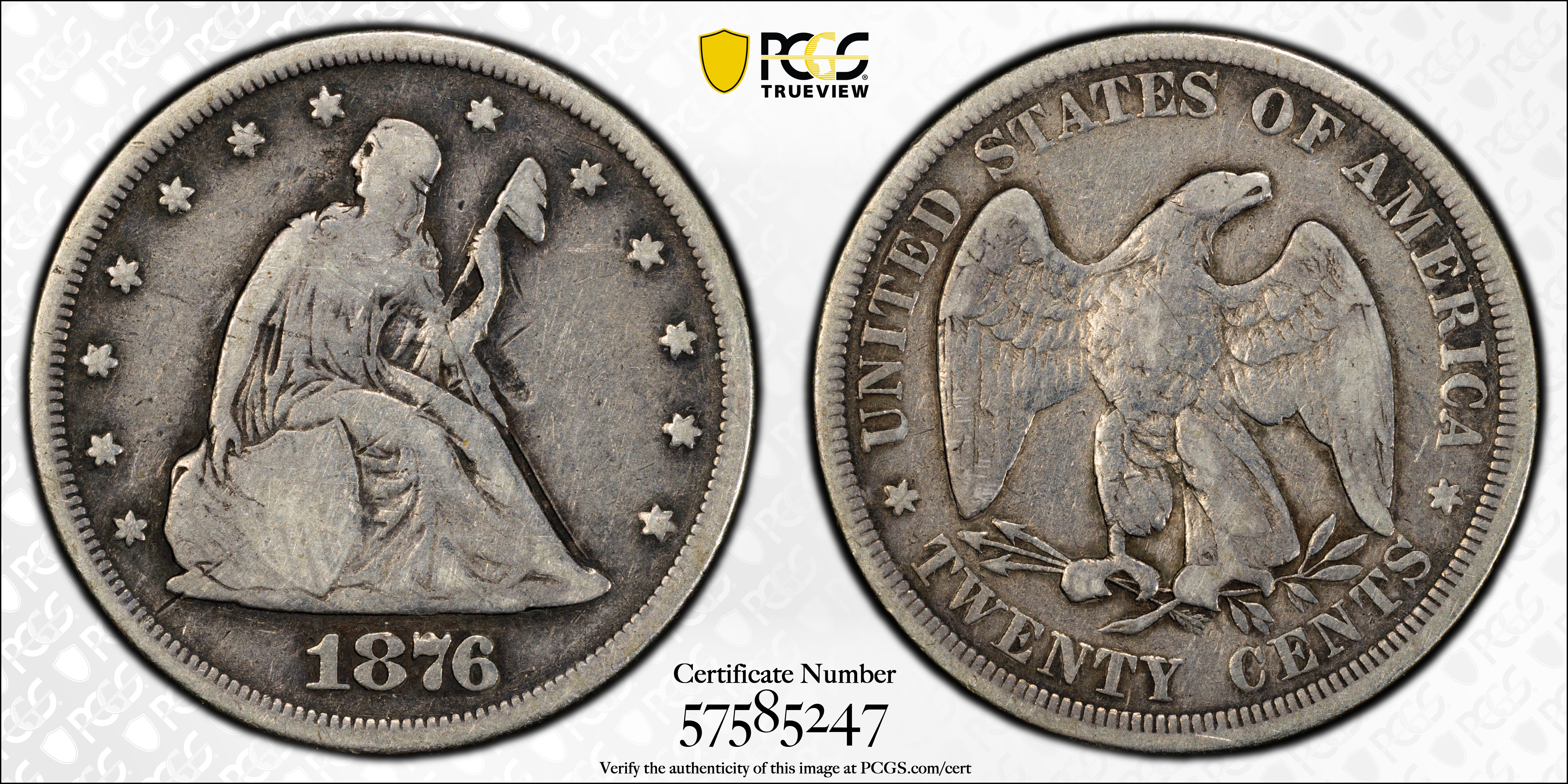 1876 20 Penny Piece Mint State (MS) Pricing Guide | The Greysheet