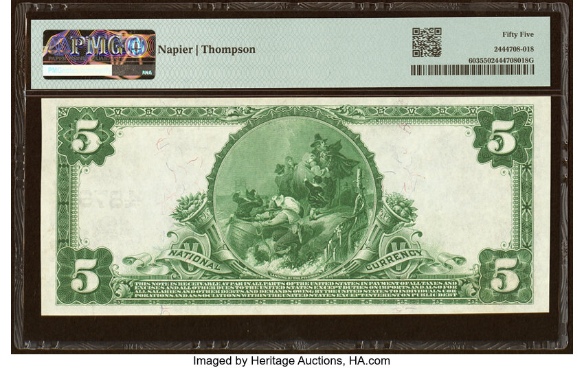 image for: Warren, PA - $5 1902 Plain Back Fr. 603 The Warren National Bank Ch. # 4879 PMG About Uncirculated 55....