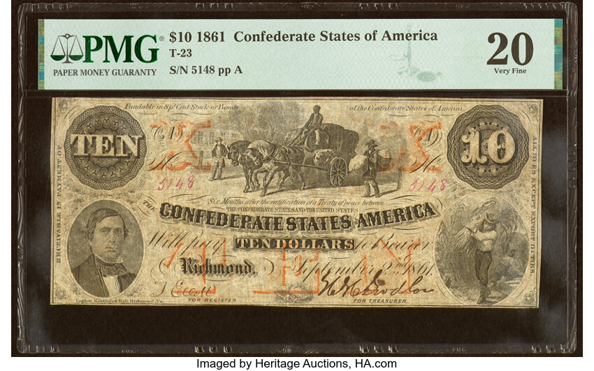 image for: T23 $10 1861 PF-1 Cr. 153 PMG Very Fine 20....