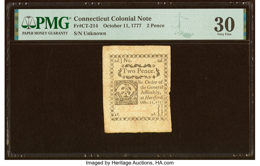 image for: Connecticut October 11, 1777 2d PMG Very Fine 30....