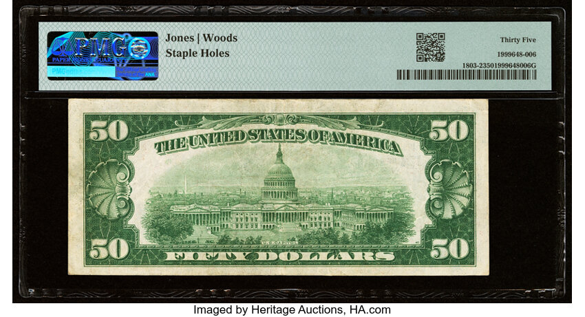 image for: Honolulu, HI - $50 1929 Ty. 2 Bishop National Bank of Hawaii at Honolulu Ch. # 5550 PMG Choice Very Fine 35....