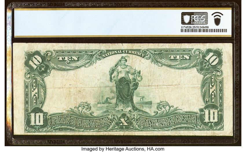image for: Bassett, VA - $10 1902 Plain Back Fr. 634 The First National Bank Ch. # (S)11976 PCGS Banknote Very Fine 25....