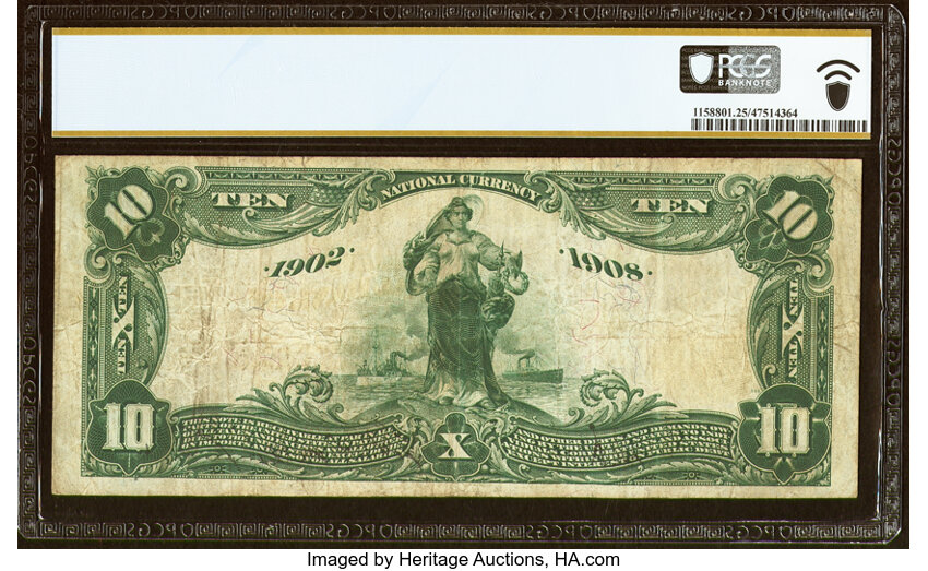 image for: Lynchburg, VA - $10 1902 Date Back Fr. 617 The First National Bank Ch. # (S)1558 PCGS Banknote Very Fine 25....