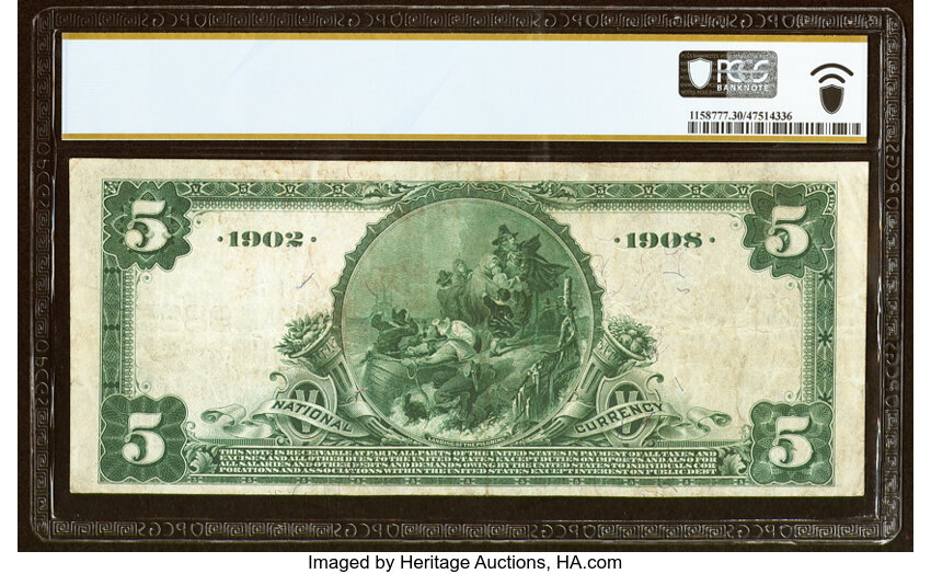 image for: Norfolk, VA - $5 1902 Date Back Fr. 593 The Virginia National Bank Ch. # (S)9885 PCGS Banknote Very Fine 30....
