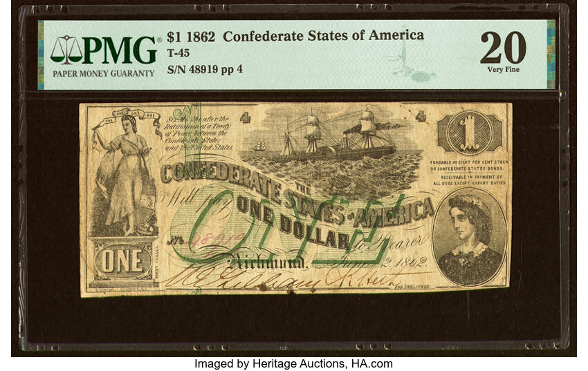 image for: T45 $1 1862 PF-1 Cr. 342A PMG Very Fine 20....