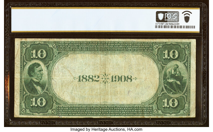 image for: Evanston, IL - $10 1882 Date Back Fr. 545 The City National Bank Ch. # (M)5279 PCGS Very Fine 20....