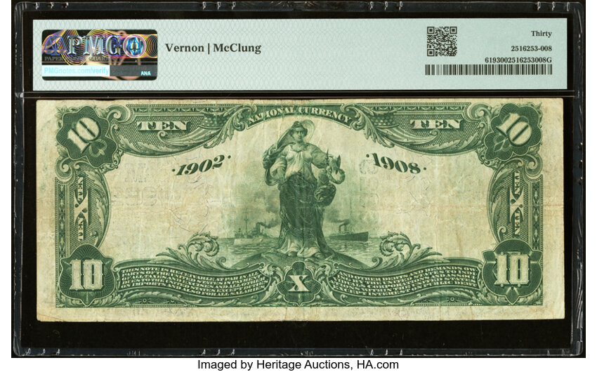 image for: Indianapolis, IN - $10 1902 Date Back Fr. 619 The Fletcher American National Bank Ch. # (M)9829 PMG Very Fine 30....
