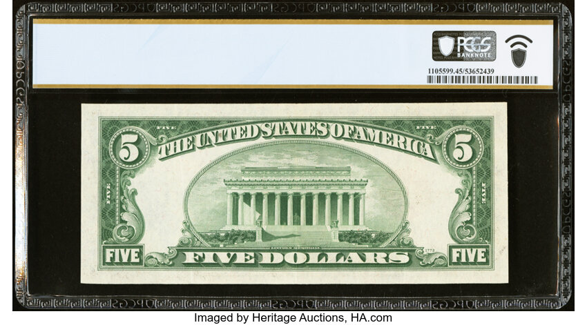 image for: Fr. 1530* $5 1928E Legal Tender Star Note. PCGS Banknote Choice XF 45....